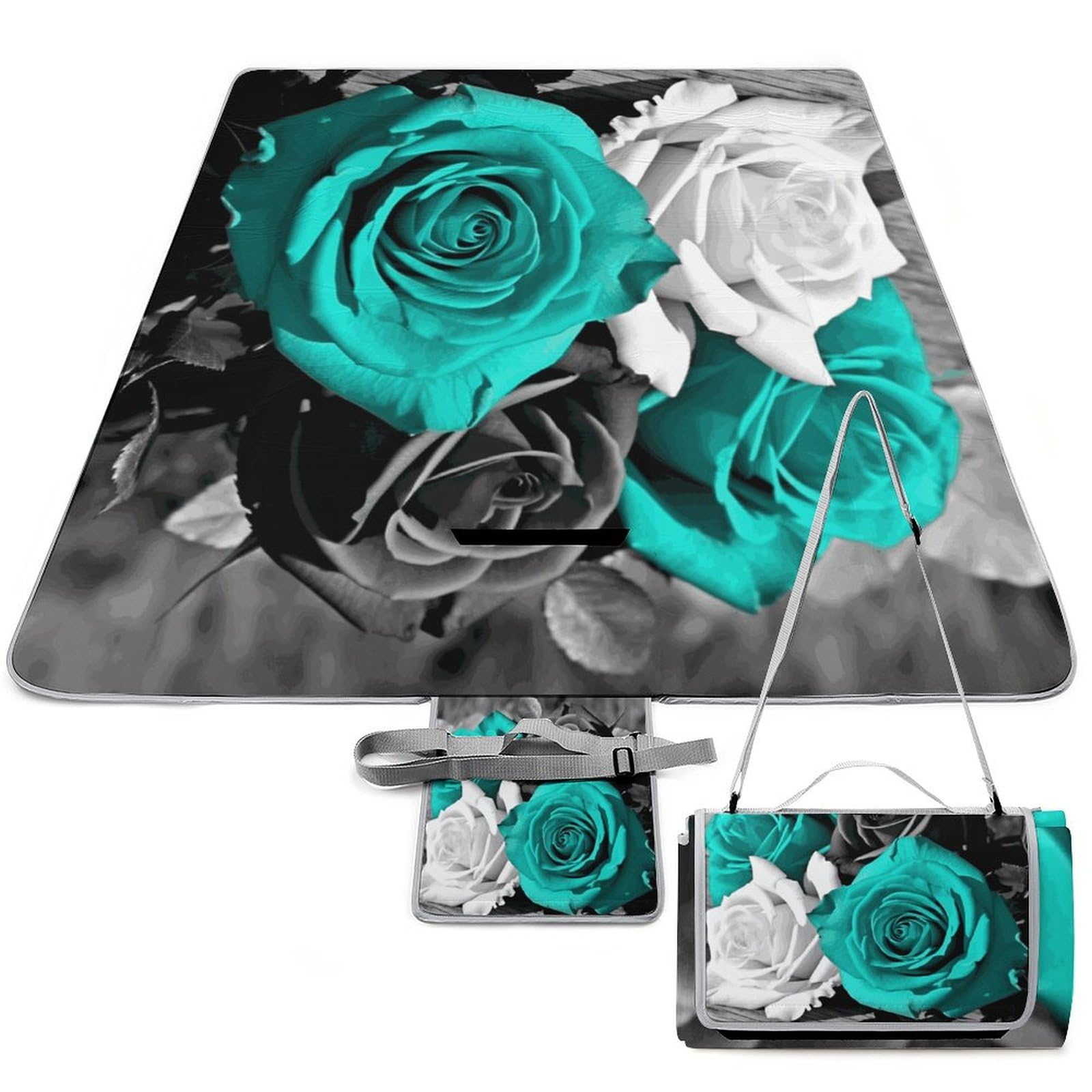 Couverture de pique-nique au motif roses haut de gamme lavable et portable