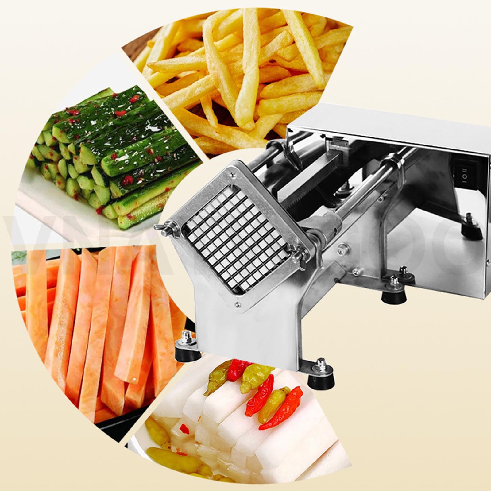Coupe-Frites éLectrique Professionnel à 3 Lames, Coupe-Pommes De Terre, Carottes, Concombres, pour Usage Professionnel Et Domestique
