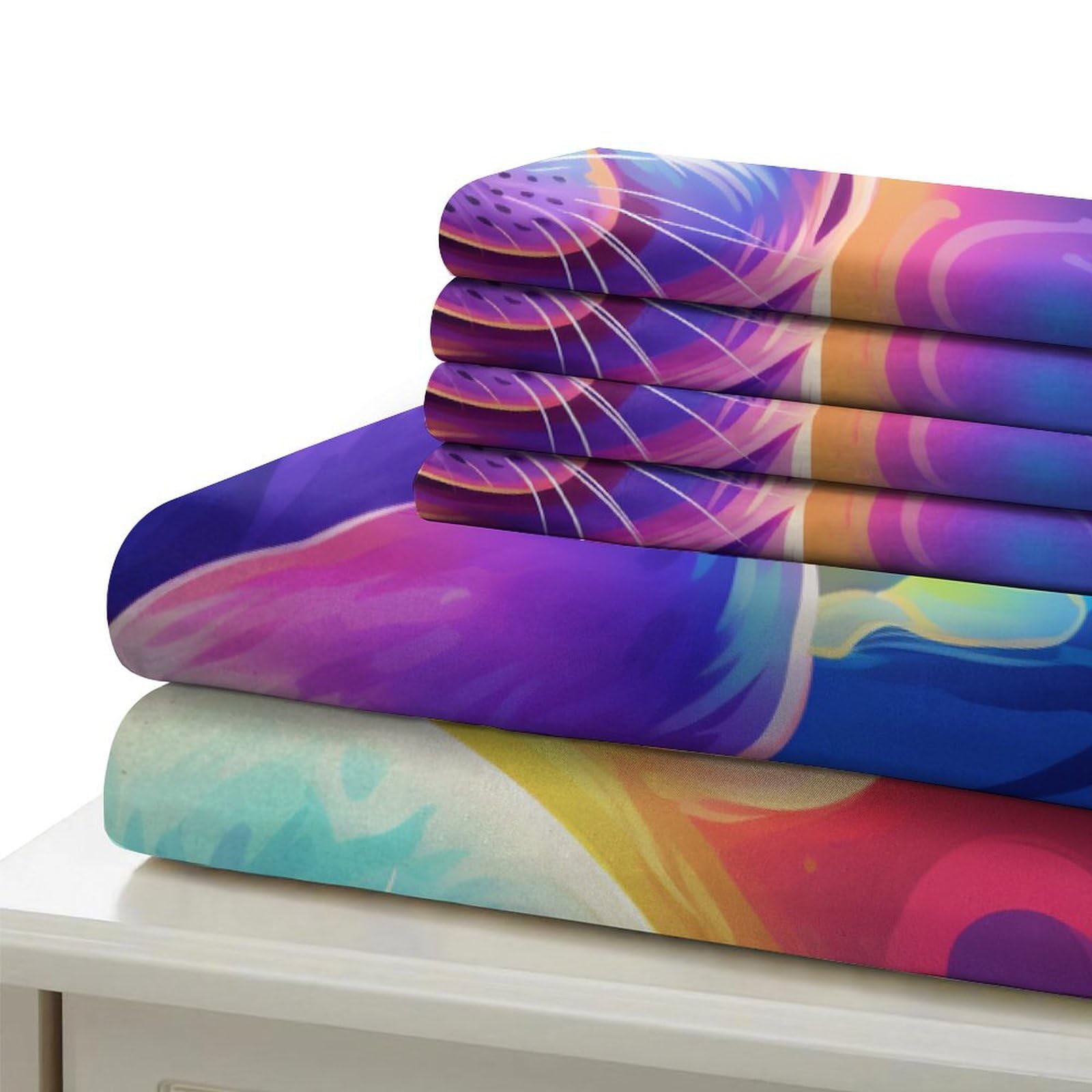Zestaw pościeli z nadrukiem 3D dla niemowląt z nadrukiem, rysowana mikrofibra, zestaw 3 szt., podwójne (200 x 200 cm), dla nastolatków i dorosłych