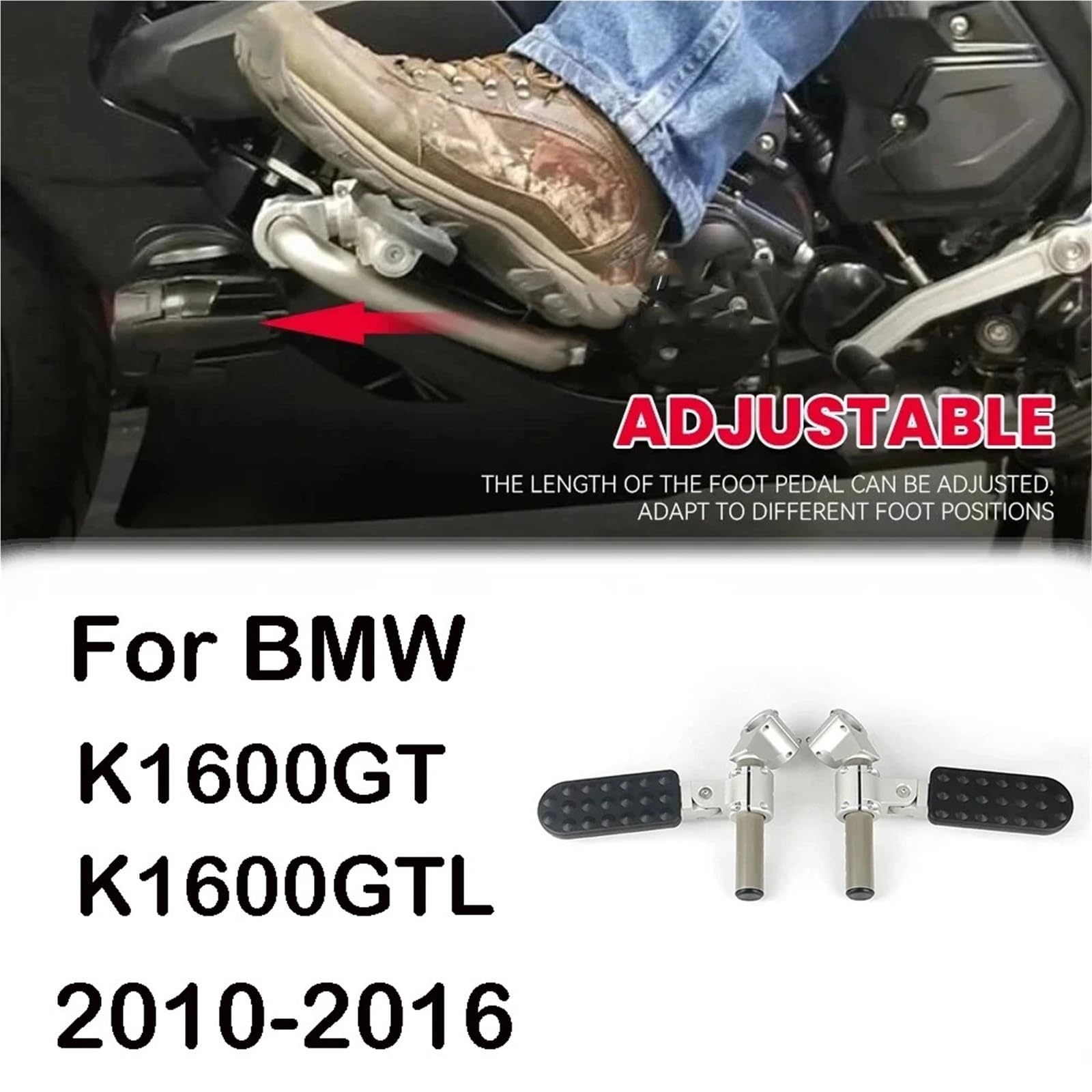 Zestaw kontrolera doładowania Pasuje do BMW K1600GTL K1600GT K 1600 GT GTL 2010-2016 Motocykl Regulowane składane podnóżki Zestaw pedałów Zestaw podnóżków