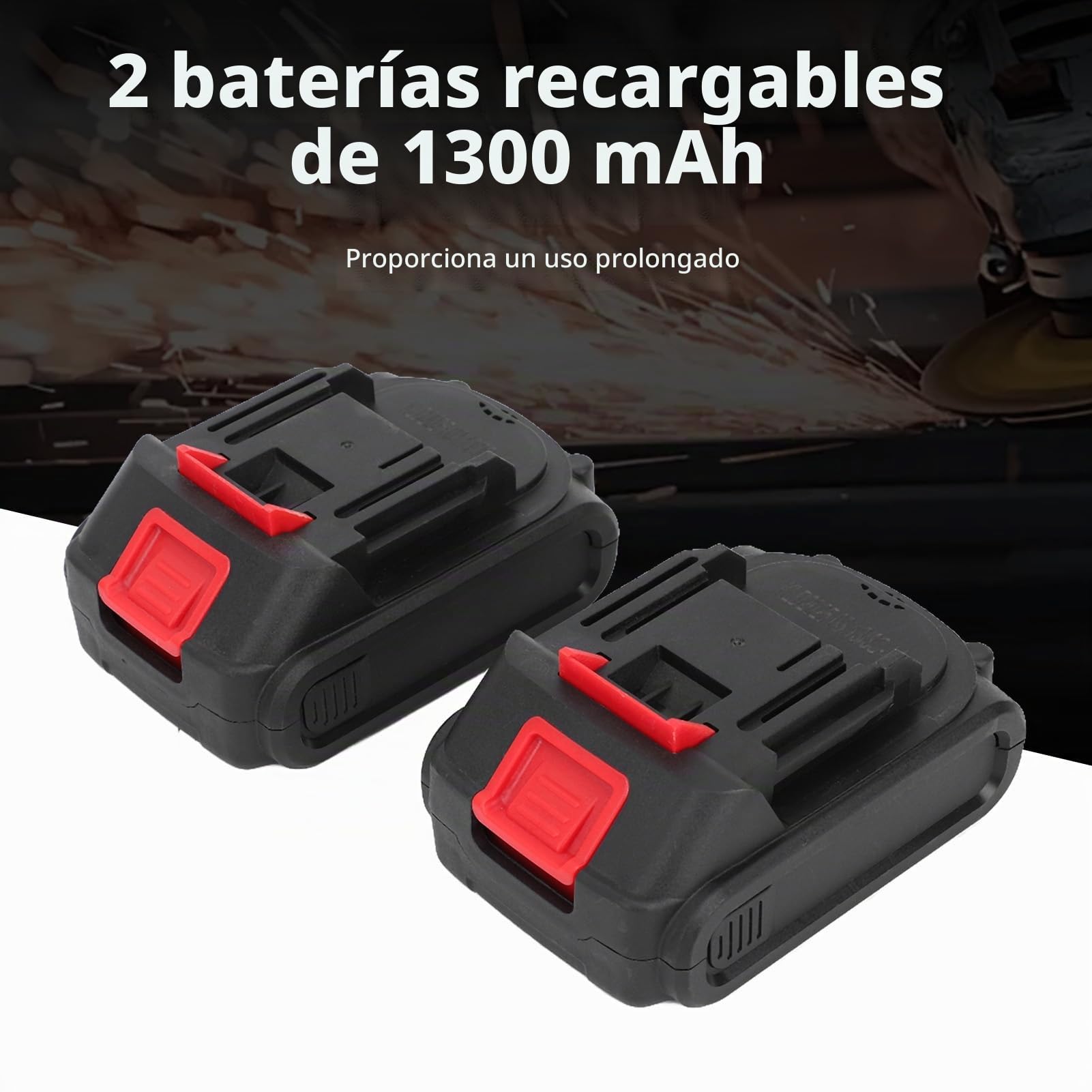 Weytoll Mini Amoladora Angular, 21 V Amoladora Profesional Inalámbrica, 10 000 rpm/76 mm, 2 Baterías y 7 Discos de Corte para Cortar, Pulir y Lijar