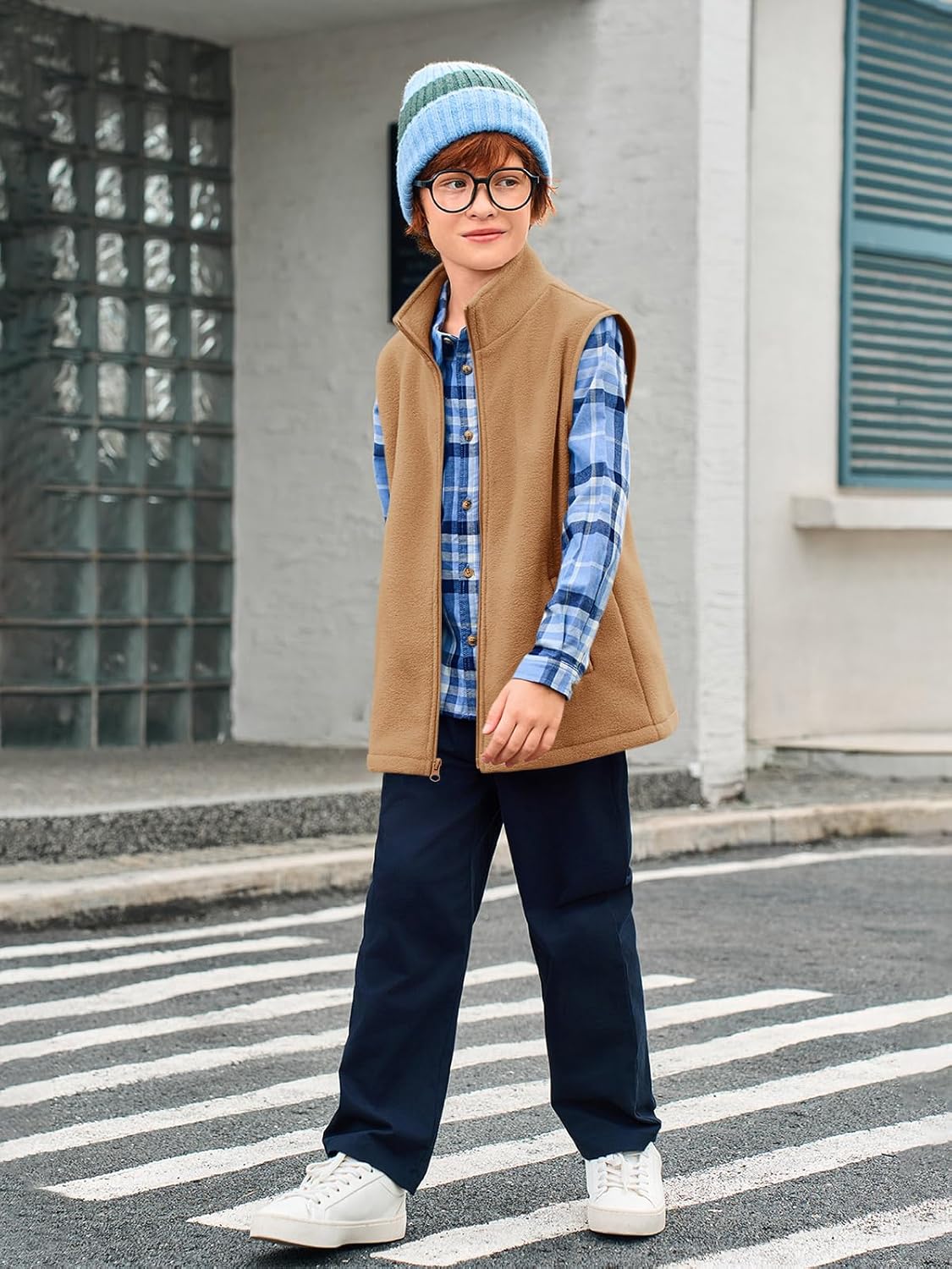 Haloumoning Boys Fleece Full Zip Vest Kids Polar Lightweight Sleeveless Jacket Fall Warm Outwear 5-14 Years - Image 4