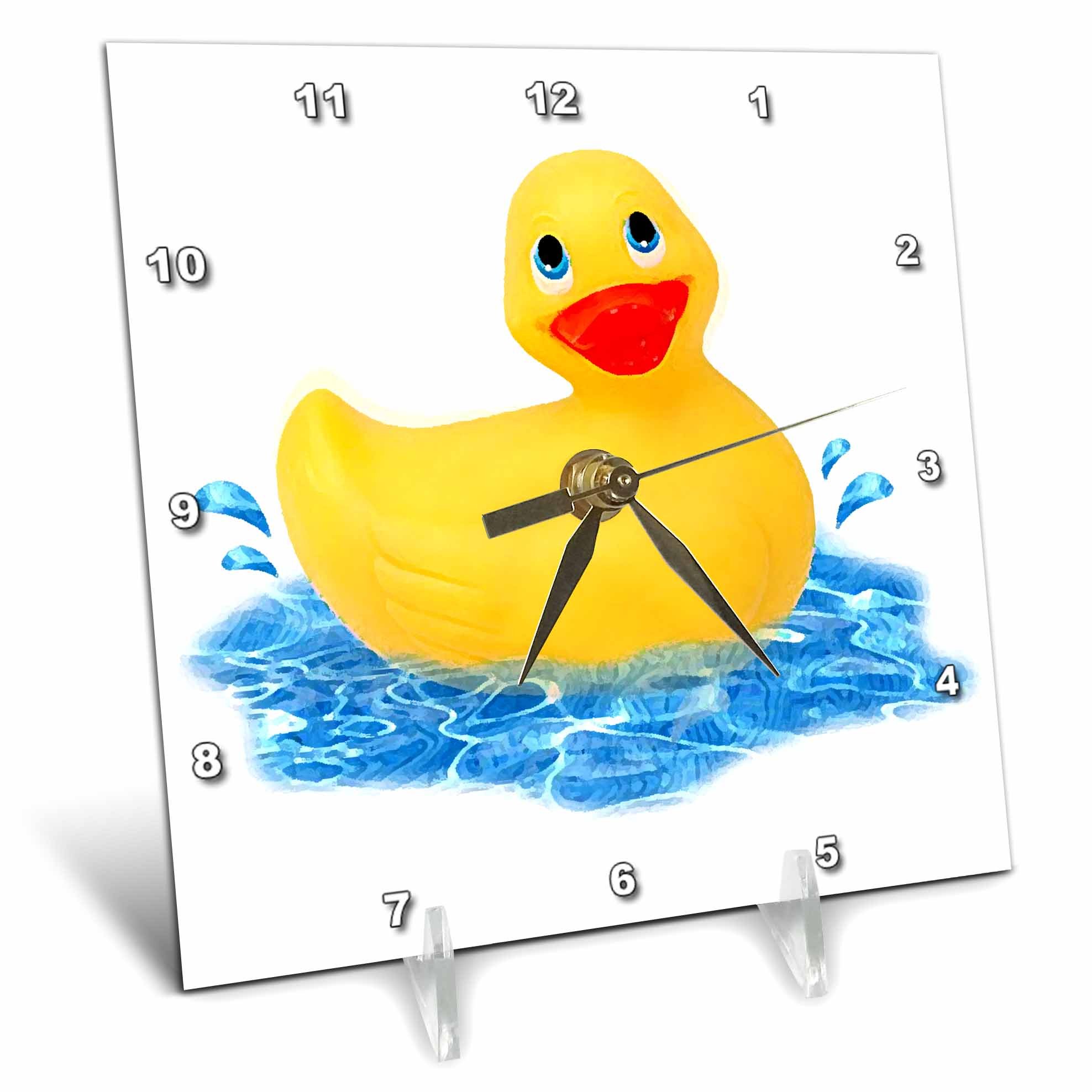 3drose Rubber Duck Desk Clock, 6 by 6-Inch
