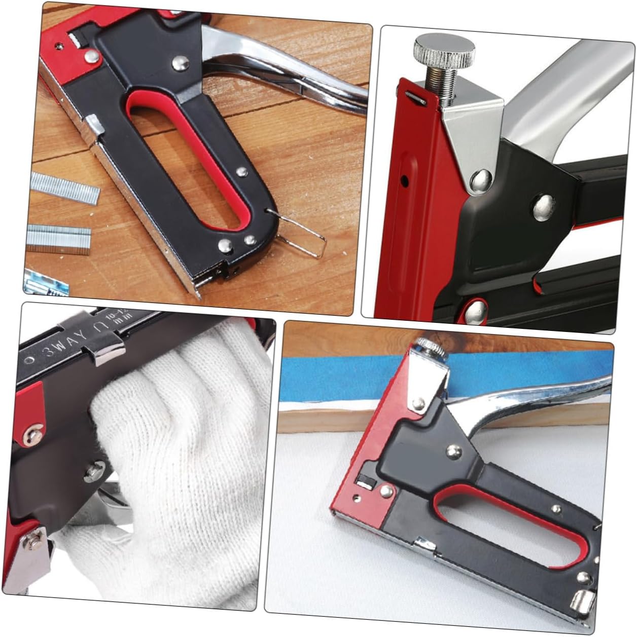 3 in 1 Heavy Duty Handheld Nailer Staple Tool with 3 Boxes Nails Multi-Function Manual Stapler for Construction and Craft Use