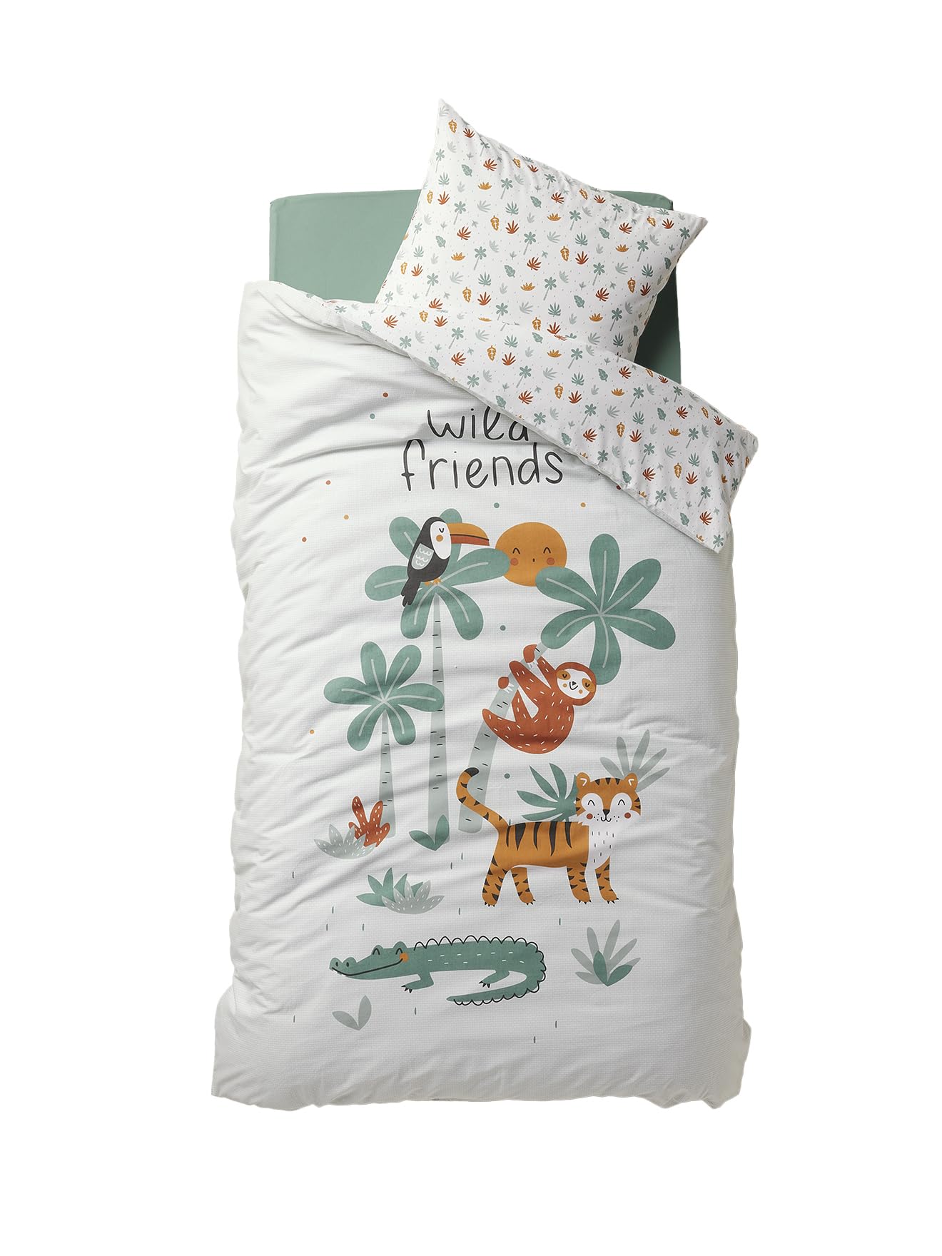 VERTBAUDET Parure Magicouette Animaux avec Coton Recyclé Multicolore 140X150