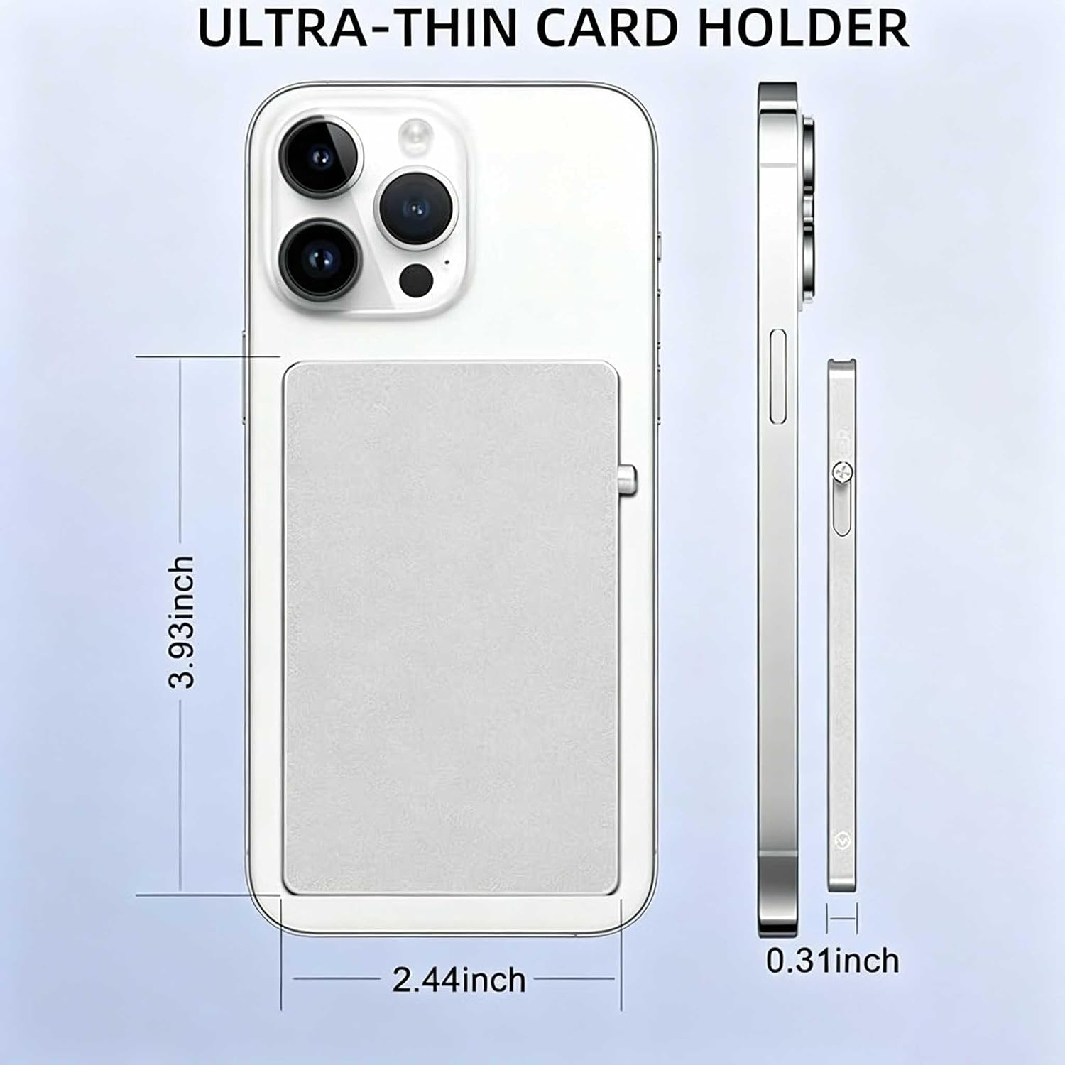 for Magsafe Wallet Quick Access to Bank/Credit Cards,Utra Thin Magnetic Card Holder Easy to Carry 3.93 * 2.44 * 0.31 Inches,Slim Metal Case for Phone,RFID Blocking,Minimalists (Silver)