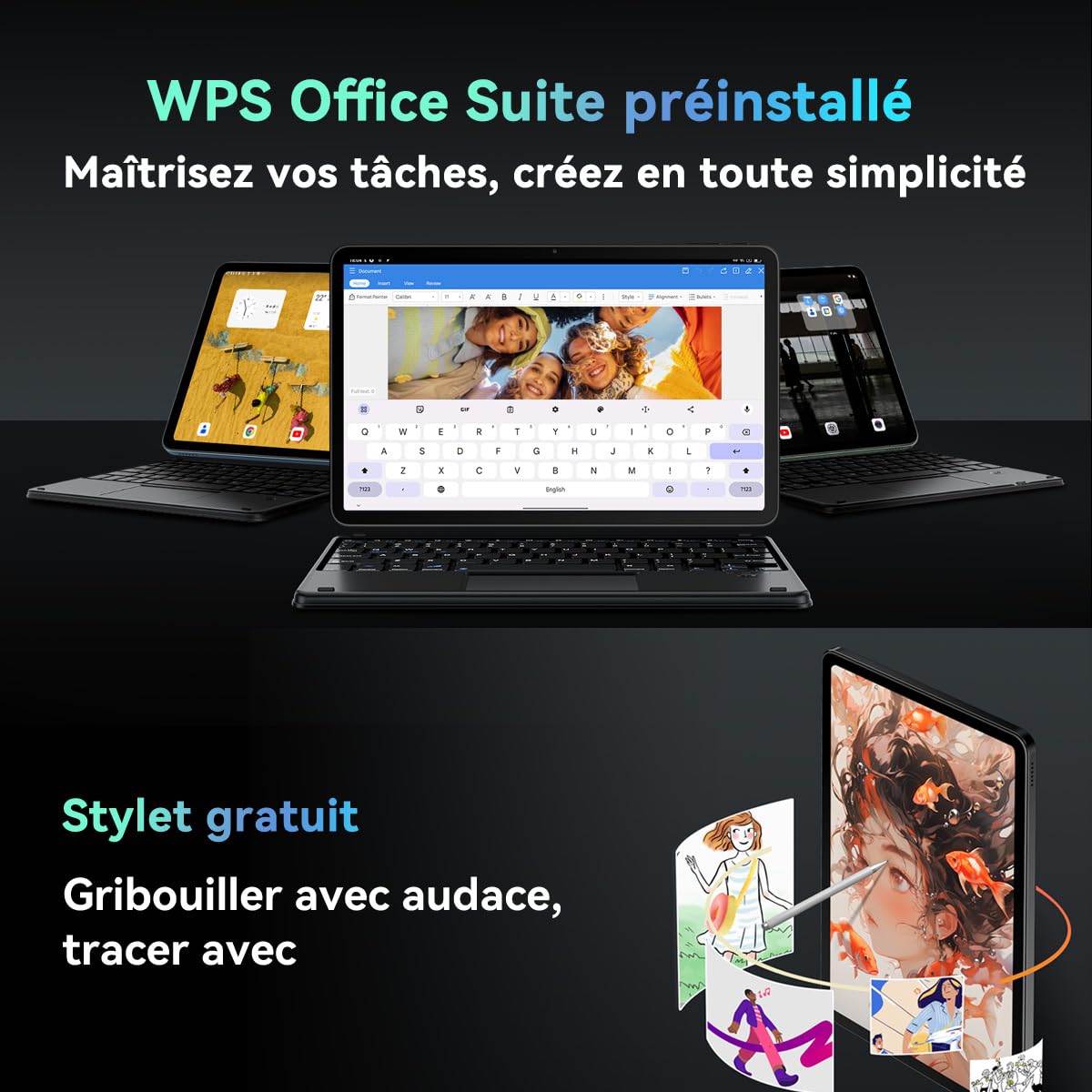Blackview Mega2 Tablette Android 15 de 12 Pouces, 36 Go de RAM + 256 Go de Stockage, Tablette Tactile 2K FHD 120 Hz avec Batterie 9000 mAh,4G LTE + WiFi 5G,Gray