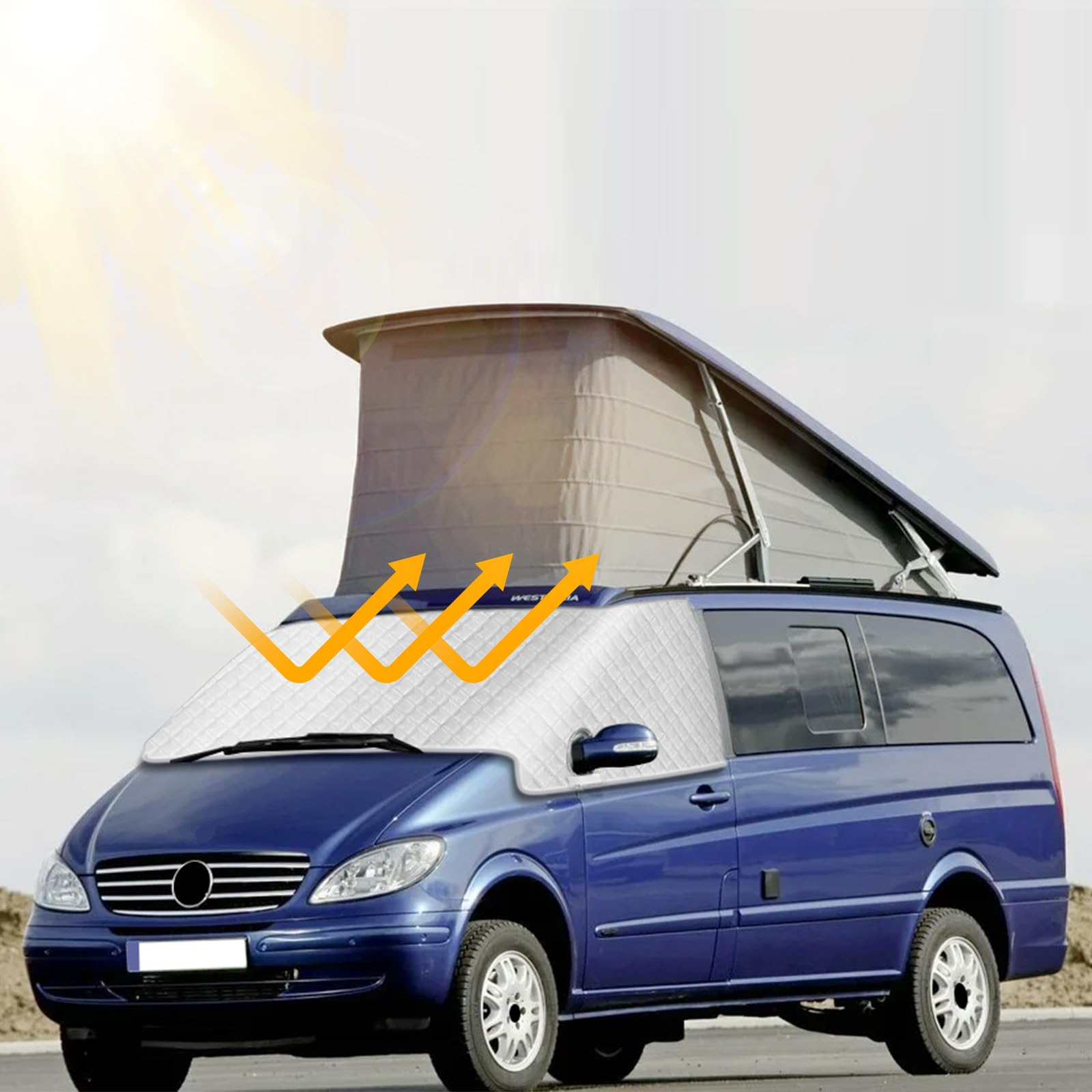 Tenda parasole per parabrezza per Mercedes-Benz Vito W639 2003-2014, parasole esterno riflettente a 5 strati, copertura protettiva anti-UV/antigelo/antipolvere per Vito W639 2003-2014
