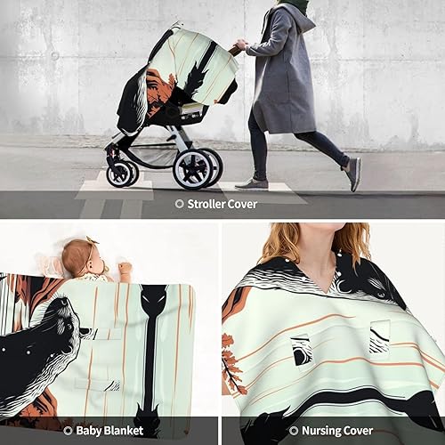 Miniatura 9 de Baby Car Seat Canopy Cover for Mom, Soft Breathable Nursing Breastfeeding Covers Multi Use Stroller Sun Shade Newborn Shower GiftBlack Beaver