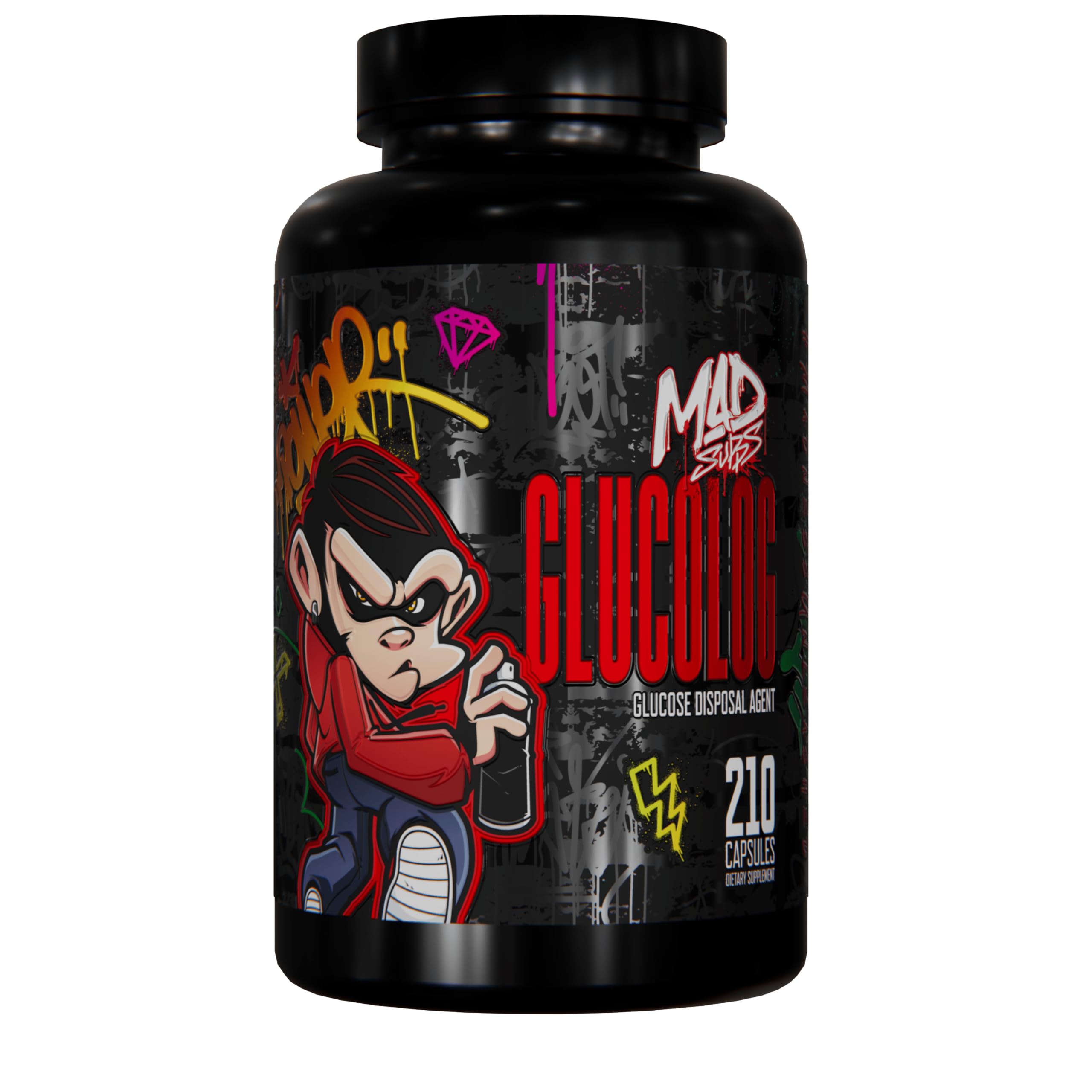 Mad Supps Glucolog Glucose Disposal agent 210 caps - Nutrient Partitioning Supplement - Help Carb Uptake & Nutrient Absorption w/Berberine HCl - Bitter Melon -Chromium - ALA - Citrus Bergamot