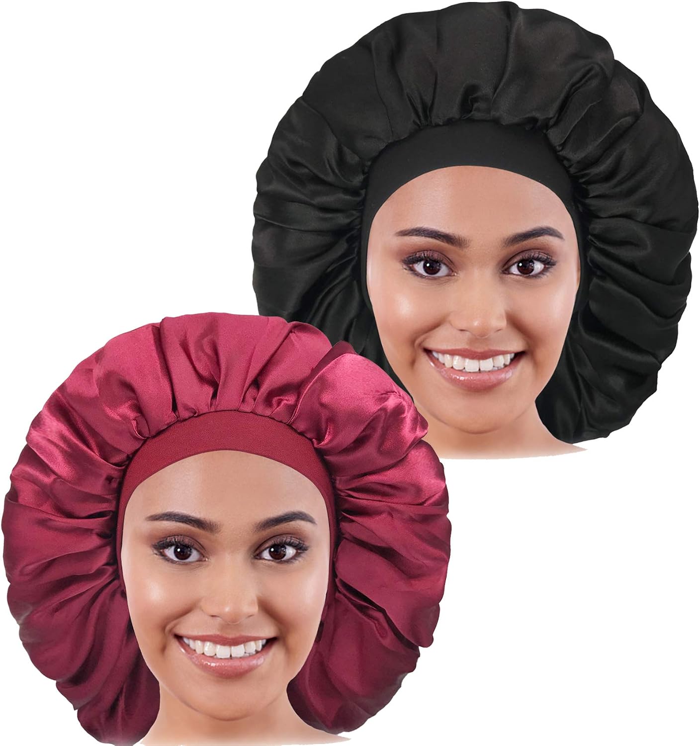2PCS Large Satin Bonnet, Raibaubl Silk 