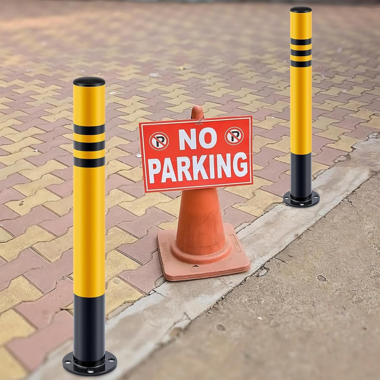 Odblaskowa stalowa osłona parkingowa ze śrubami kątowymi – wytrzymała bariera bezpieczeństwa do magazynów, sklepów detalicznych i szkół, łatwe w instalacji, bezpieczne rozwiązanie parkingowe