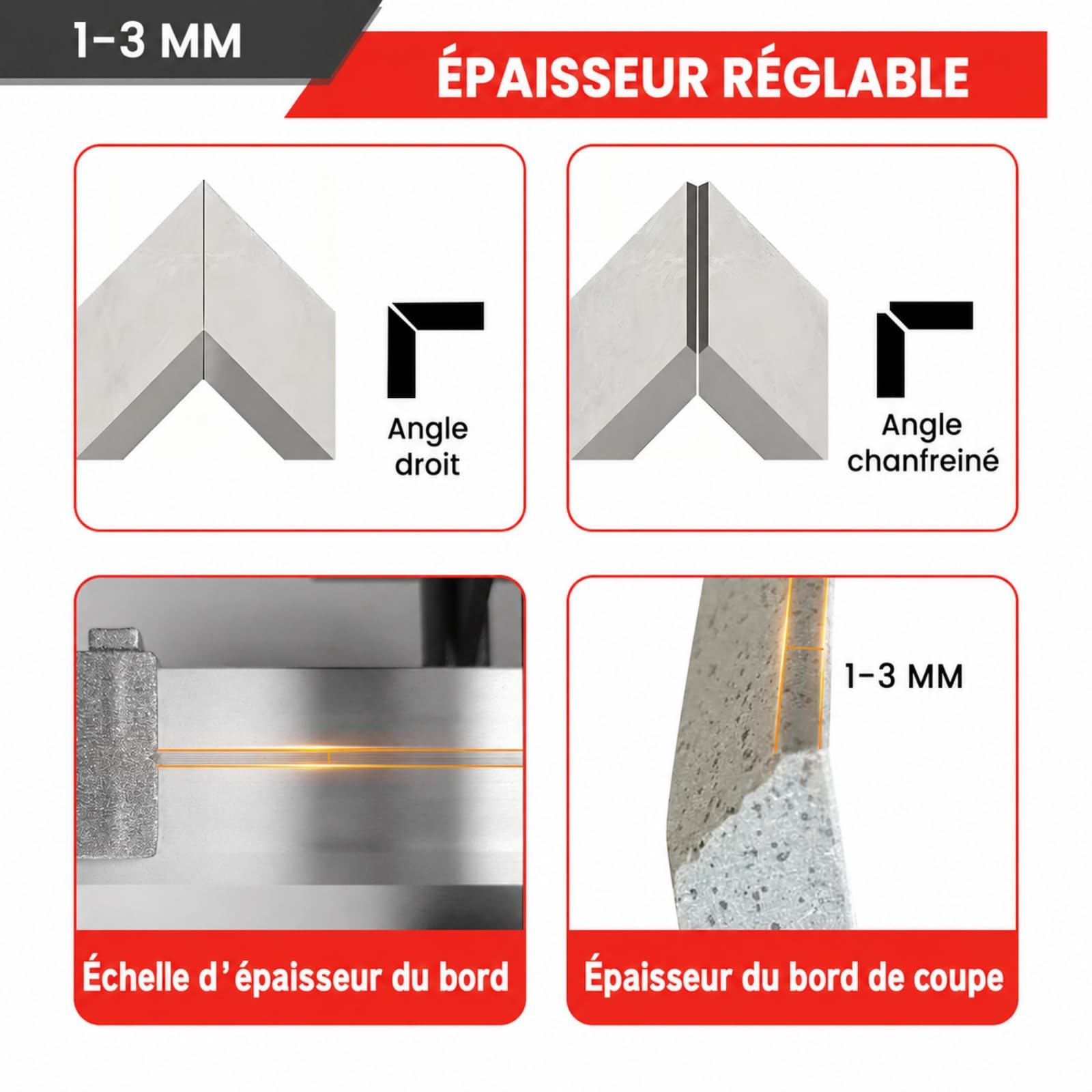 VKE Machine pour Chanfreiner les Carreaux, 1200W Électrique Coupe-Carreaux