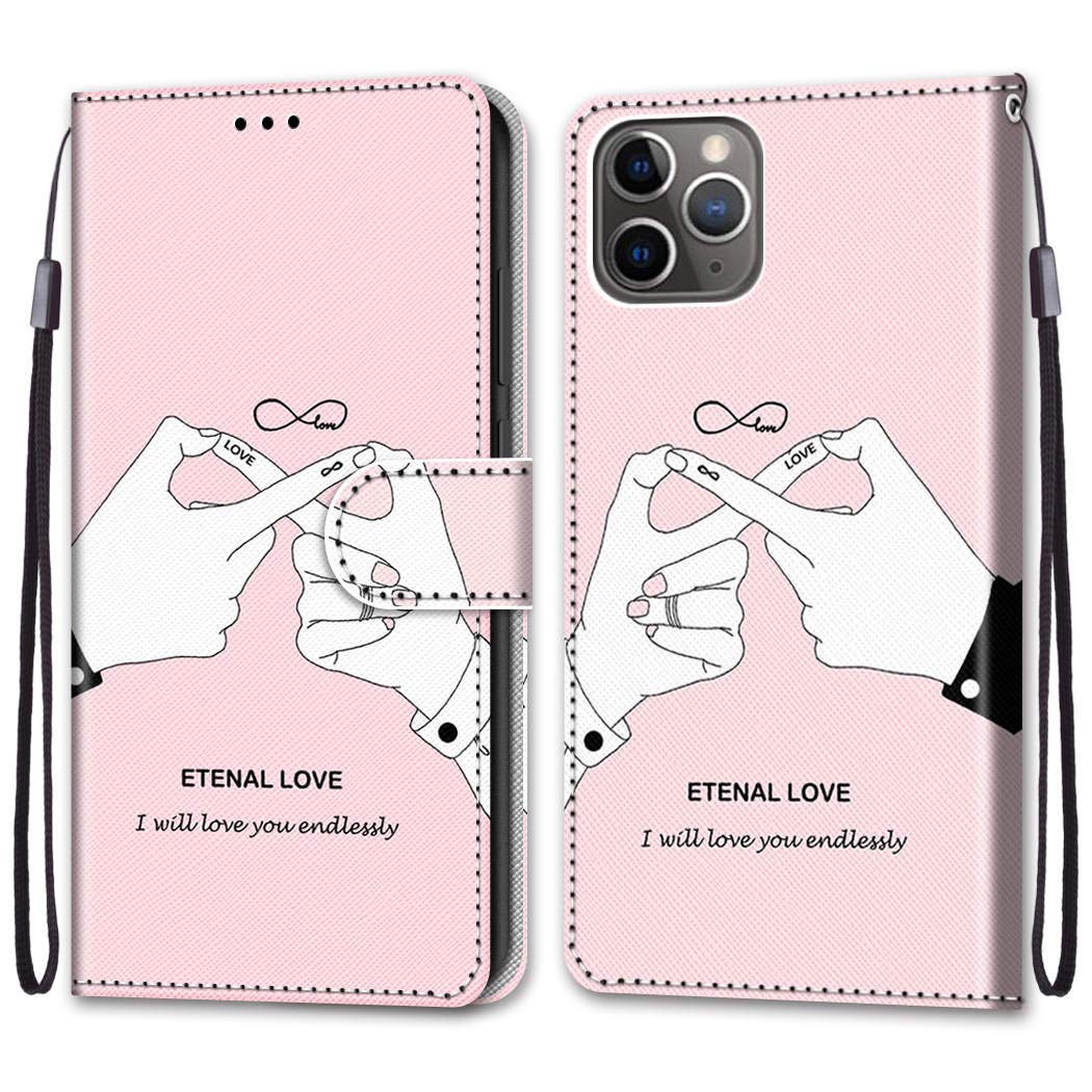 Cover per iPhone 11 Pro Max,Flip Caso Custodia [Creativo Dipinto] PU Pelle Portafoglio Unico Sottile Funzione TPU Flip Cover a Libro per iPhone 11 Pro Max (6,5 Pollice),Dito Bianco
