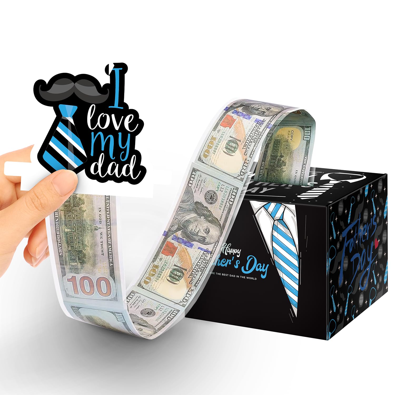 ysmile Father’s Day Surprise Money Pull-Out Box Best Gift for Dad Cash Holder - Black