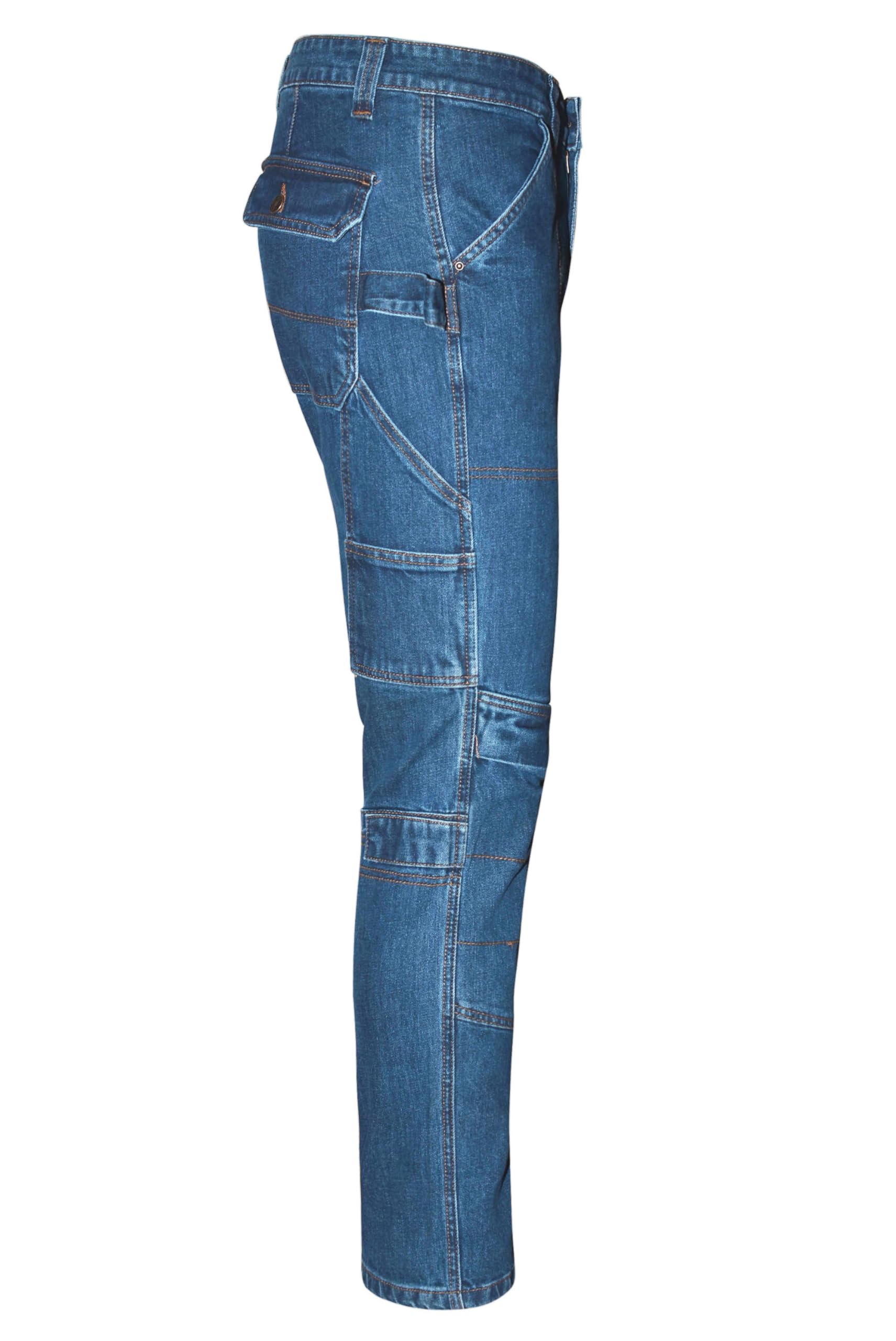 ALF.GERMANY Arbeitsjeans Herren – Robuste Denim Arbeitshose mit Cargotaschen, Multifunktion & Kniepolstertaschen, Cargo Combat Workwear