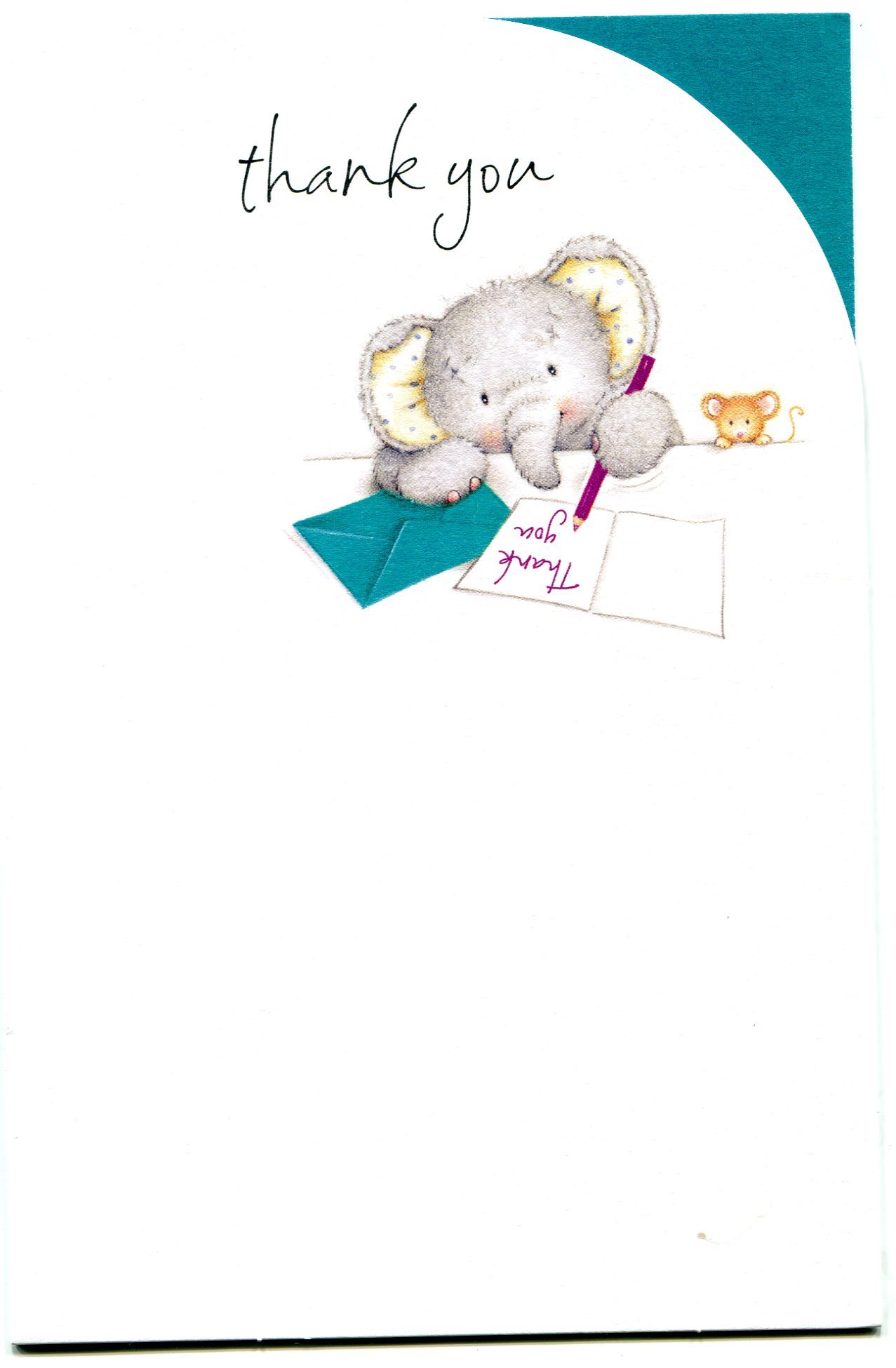 UK Greetings | Thank You Card | Appreciation Cards | Her/Him | Cute Elephant Design | With Envelope | 111 x 165 mm