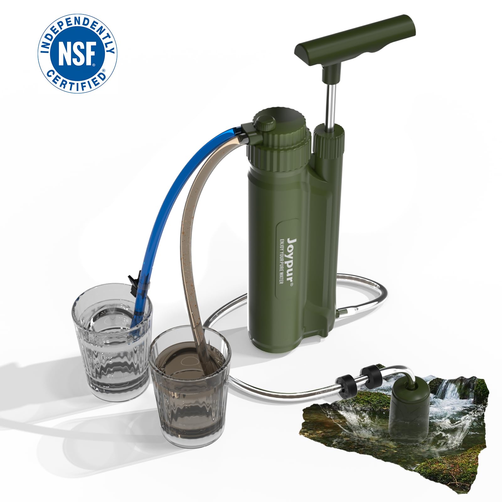 Filtro de agua para exteriores con filtro RO purificador de agua para exteriores con capacidad de filtro de 10000 l filtro de agua potable para camping, excursiones, emergencias, etc. (Verde)