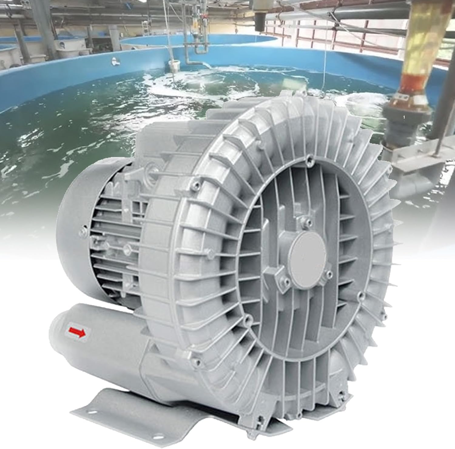 Generico Soffiatore rigenerativo a turbina, soffiatore Industriale ad Anello vorticoso ad Alta Pressione, soffiatore ad Anello vorticoso ad Alta Pressione per laghetti ittici - 5,5 kW, soffiatore Ind
