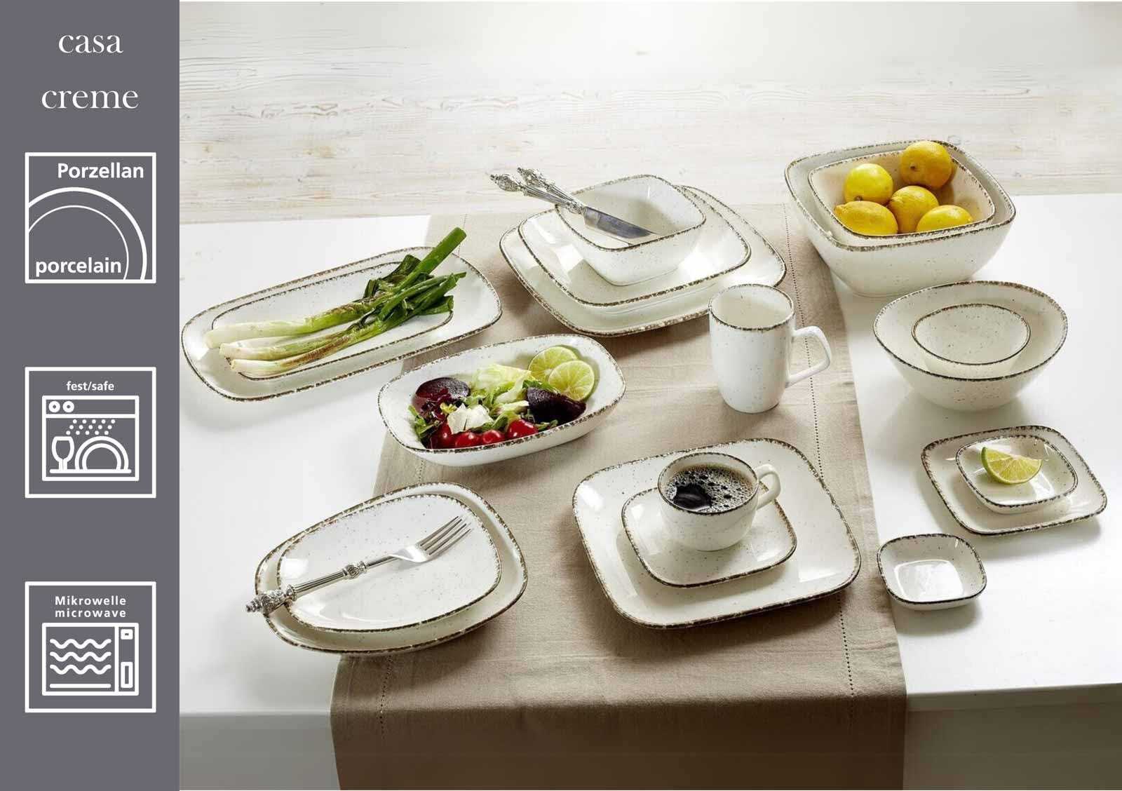 Ritzenhoff & Breker Servierschalen-Set Casa 3-teilig, 16 x 19 cm, Ovale Schalen im Vintage-Look, Mix & Match-Geschirr, Spülmaschinenfest & Mikrowellengeeignet, Porzellan, Creme