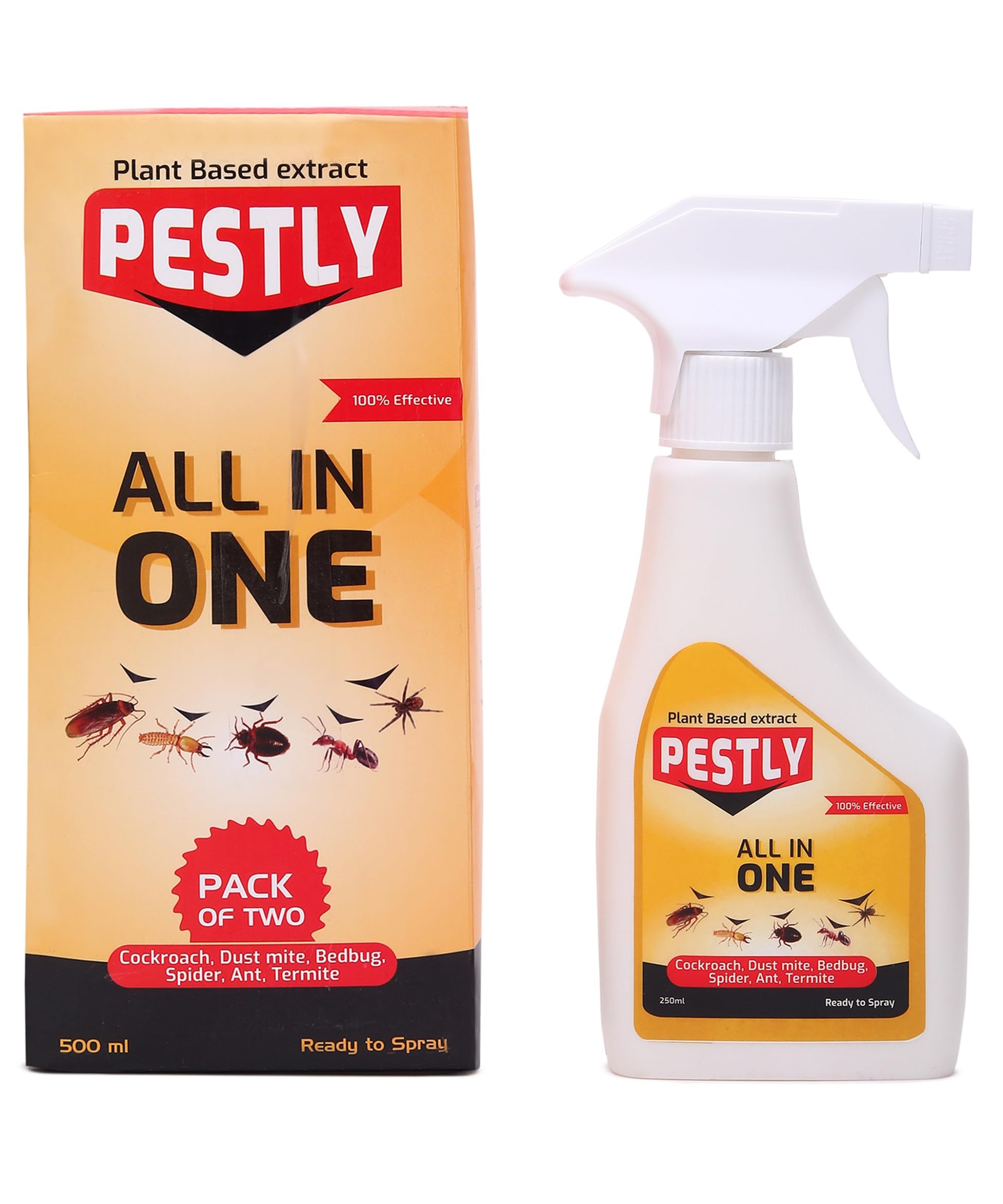 Pestly 500 Ml - All-In-One Pest Control Spray for Cockroach, Spider, Dust Mite, Bedbugs, Ants, Termites (250 ML X pack of 2 Packs) 1