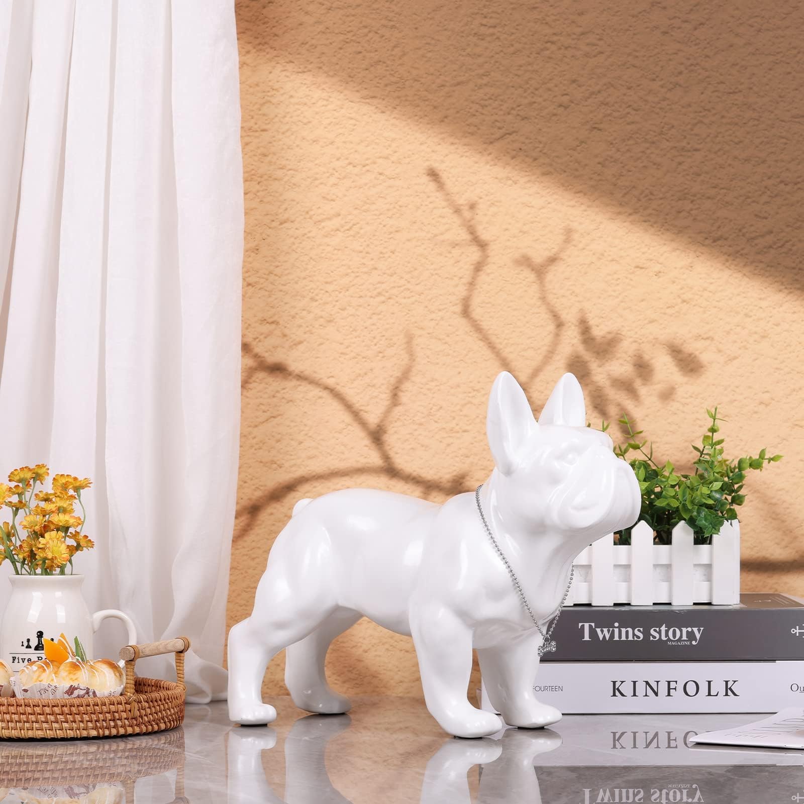Amazon.co.jp: XYQXYQ フレンチブルドッグ像 - カラフルな樹脂製犬の像