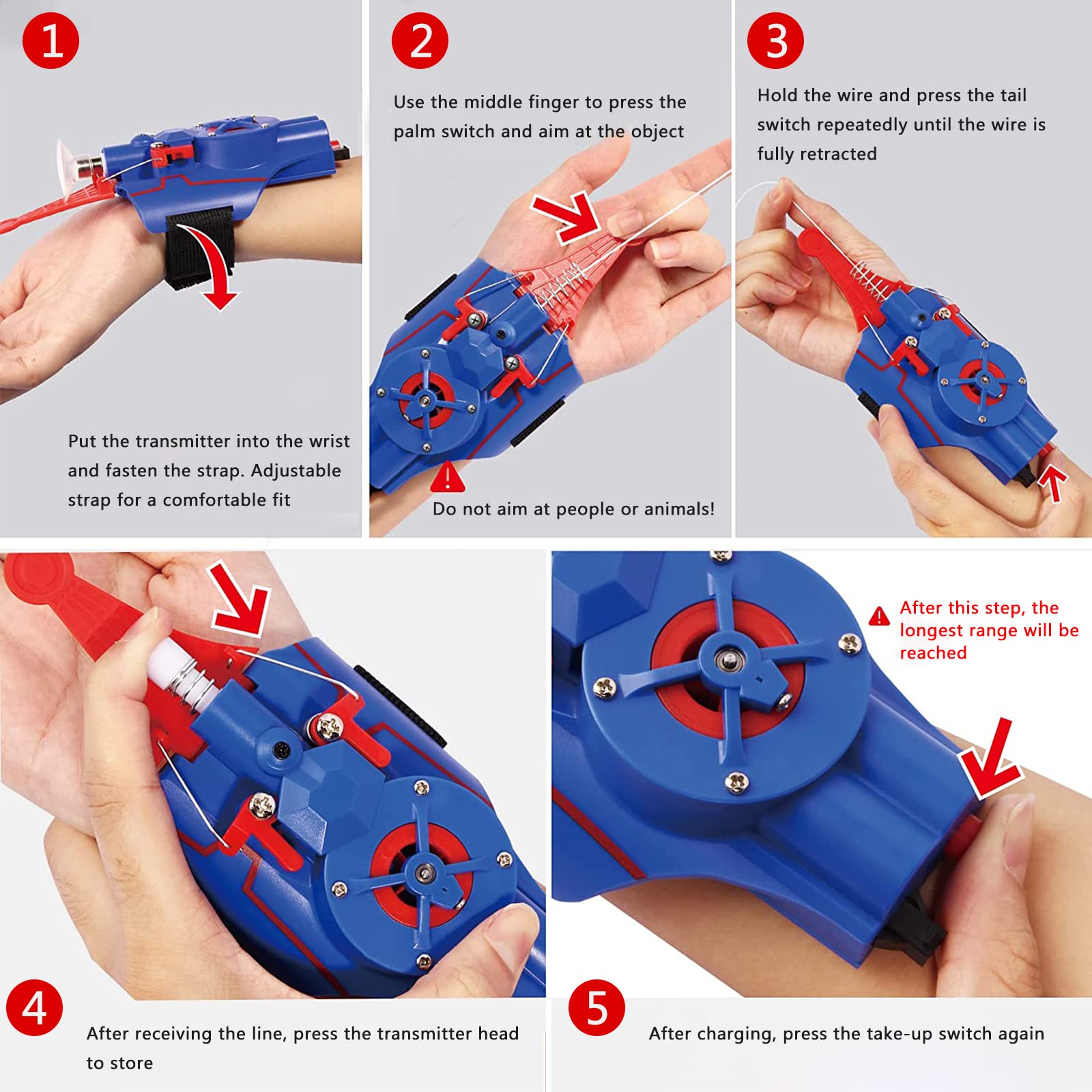 Lanzador De Telarañas Spider Web Shooter Con Motor USB – Alcance De 9.8 Pies, Incluye Guante Y Ventosas