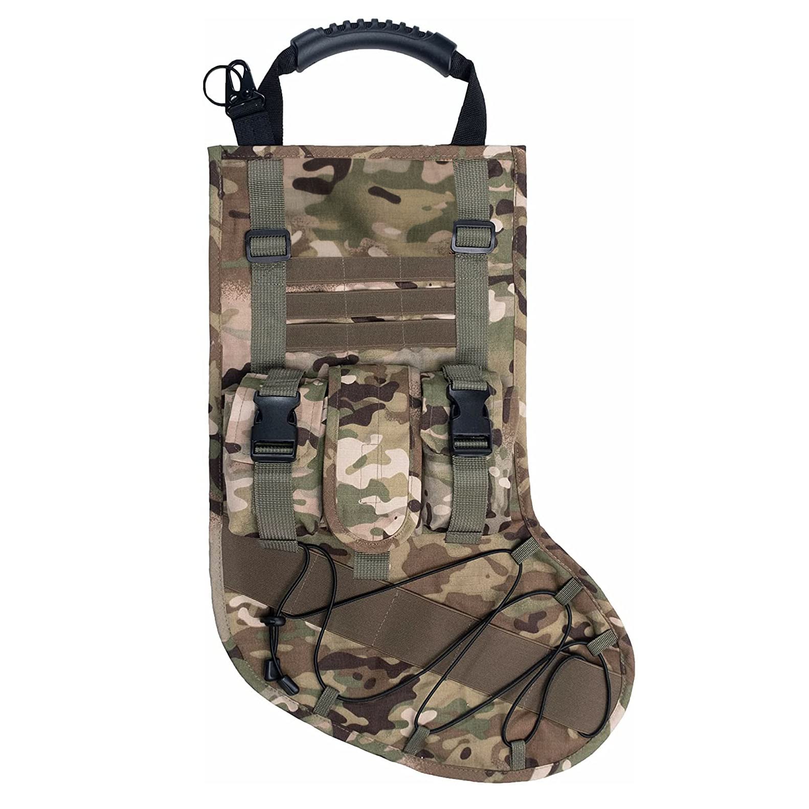 Tactical Christmas Xmas Stocking W/Handle Sturdy Molle Gear Dump Pouch Storage Bag Camo Military Gift Bag OCP(1 Pack)