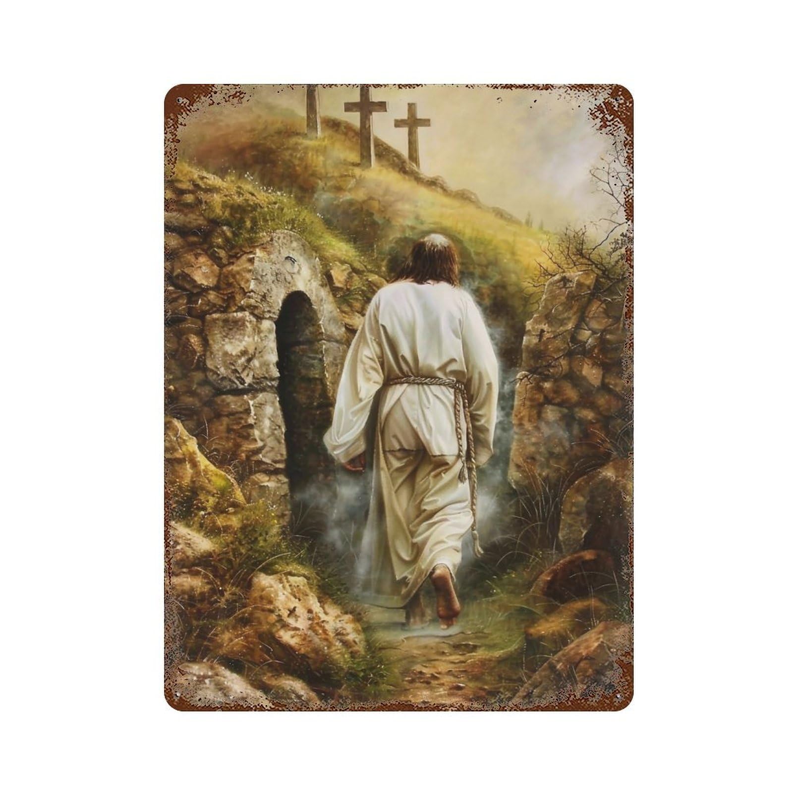YHGERTKU Jesus Leaving The Tomb 03 Wall Art Retro Iron Vintage Metal Tin Sign Poster Modern Decor for Living Rooms Gift 40x30cm
