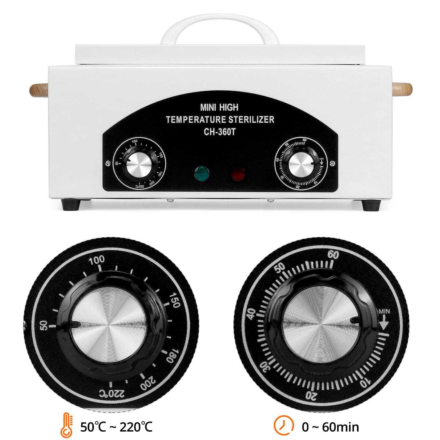 QWORK® Caja de calor seco 220 °C, 300 W, capacidad 2 L, temporizador 0-60 min, para herramientas de manicura, pedicura, peluquería y toallas