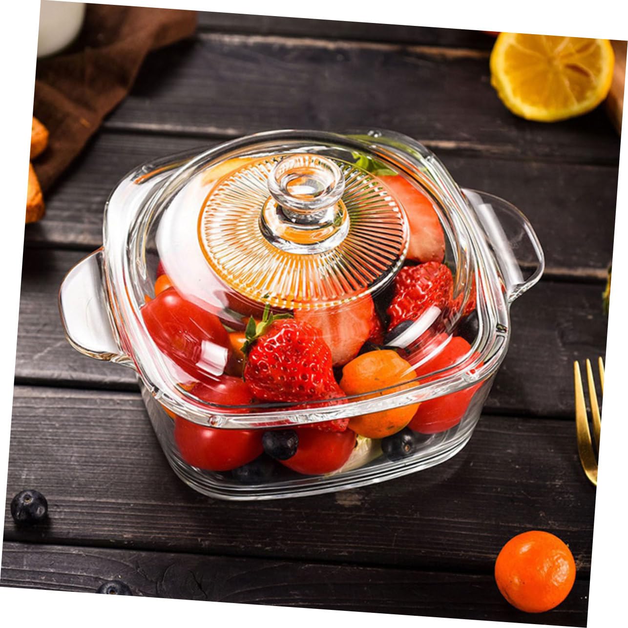 Cabilock 1l Glasschüssel Mit Deckel Transparent Hitzebeständiges Glas Mikrowellengeeignet Für Salate Und Suppen Geschirrspülmaschinenfest