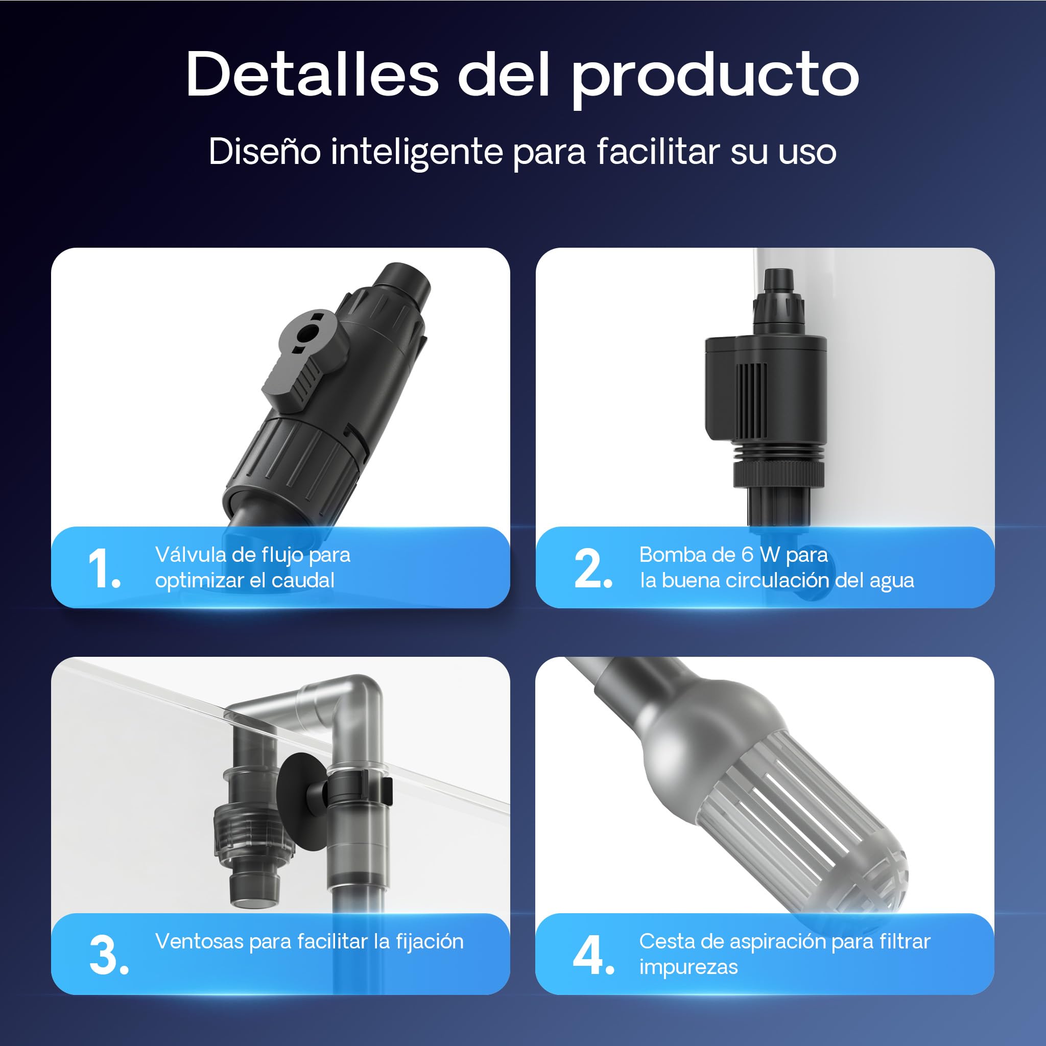 SunSun HW-603B Filtro Externo para acuarios 400 l/h de 3 etapas con 3 esponjas y 1 vellón filtrantes Material filtrante Incluido Bomba de filtración