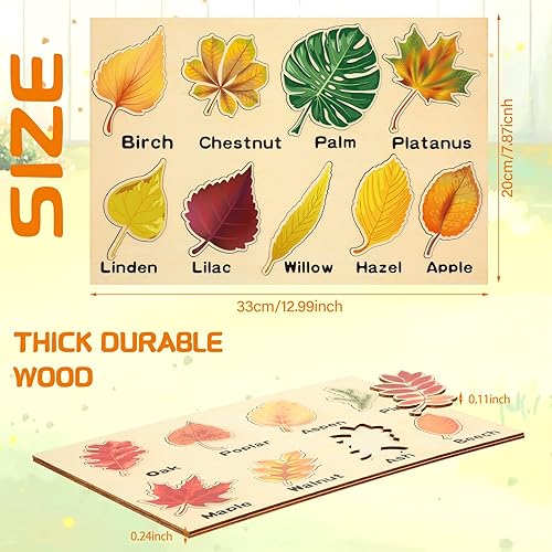 Miniatura 9 de Rompecabezas Montessori con forma de hoja de madera rompecabezas de hojas rompecabezas Montessori rompecabezas de aprendizaje educativo temprano