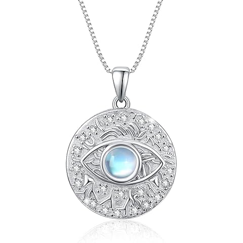 TUGHRA Evil Eye Necklace S925 Sterling Silver Evil Eye Pendant Necklaces Protection Jewelry Amulet Gift for Women Girls Boys Men Birthday Anniversary