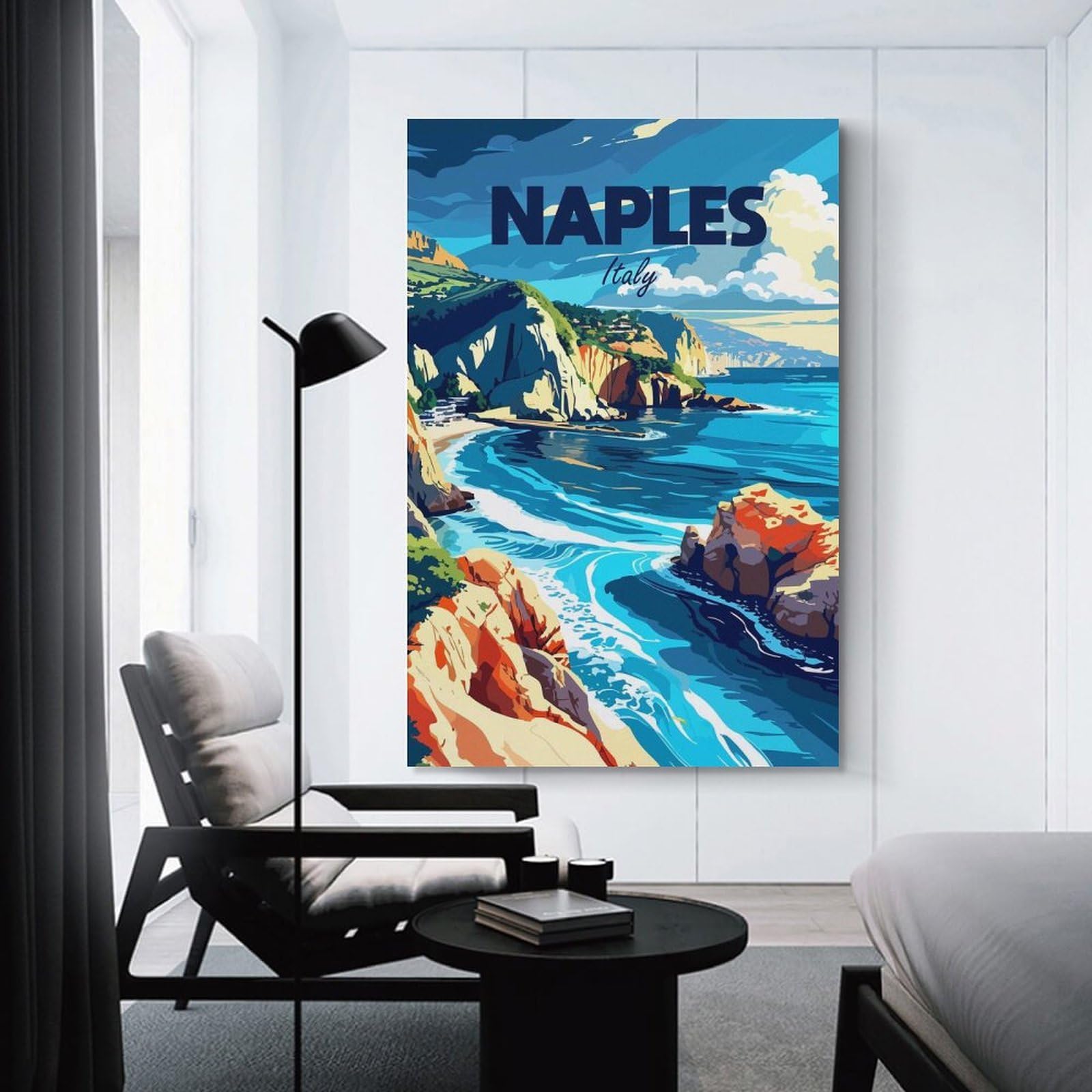 Junmoney Naples, Italy Travel Wall Picture Print 24x36inch(60x90cm), for Work Areas, Reading Rooms Or Studios, An Interior Accent for Desk Areas