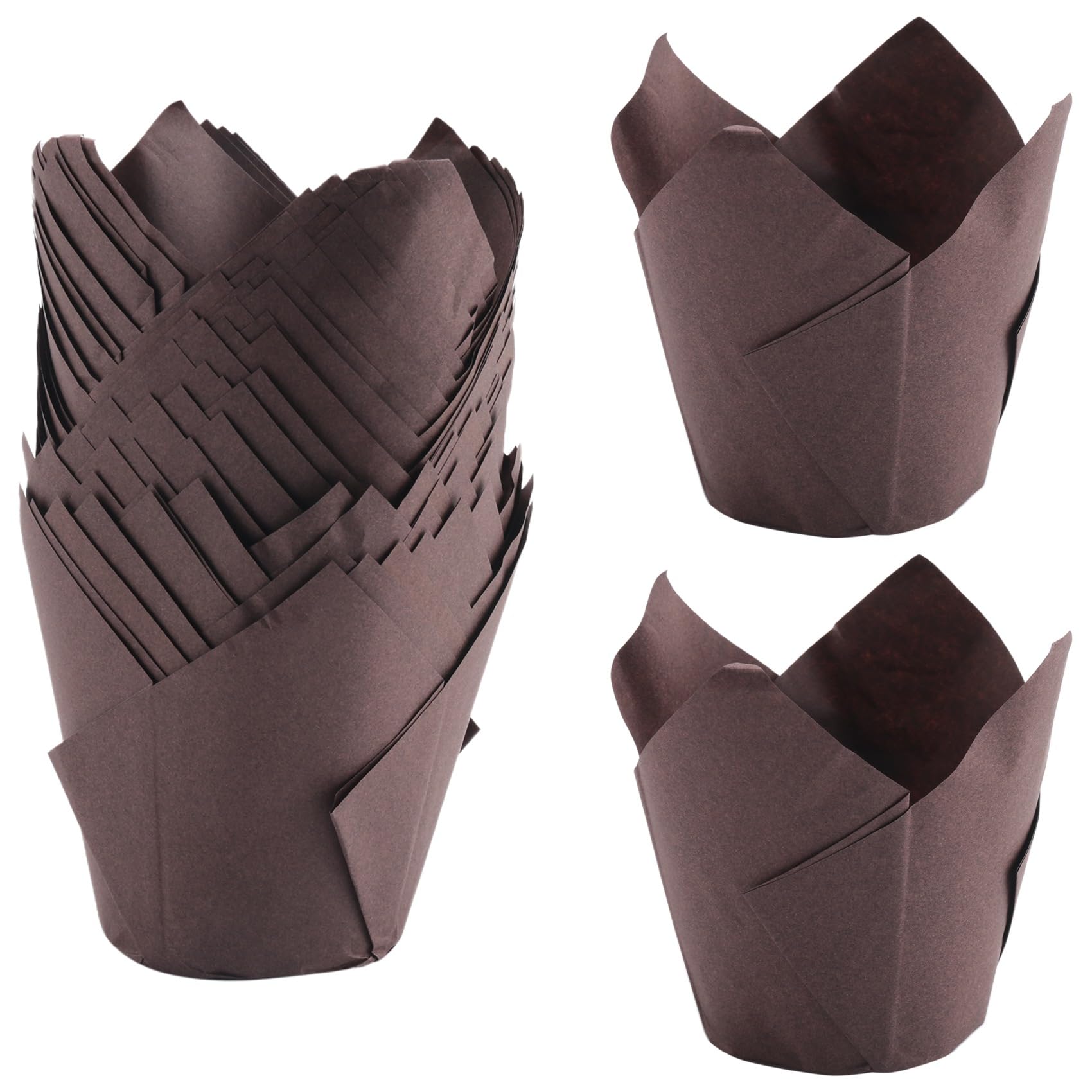 CTRLZS 50 Pcs Tulip Cupcake Liners,Tulip Baking Paper Cupcake & Muffin Liners Unbleached Baking Cups Easy Install Easy to Use