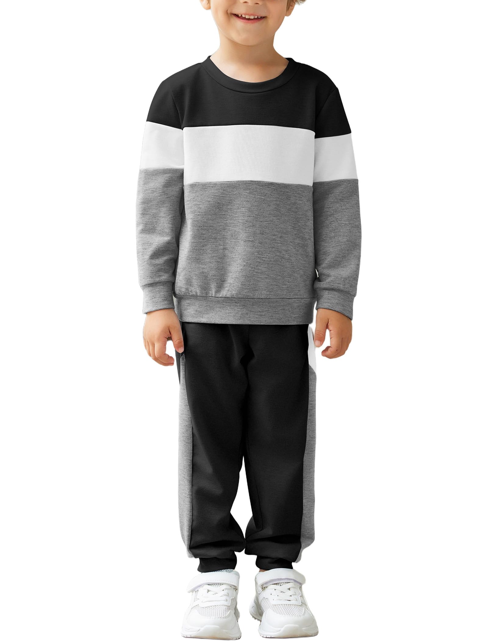 Arshiner Boys Clothes 2 Piece Pants Set Color Block Sweatsuits Fall Outfits