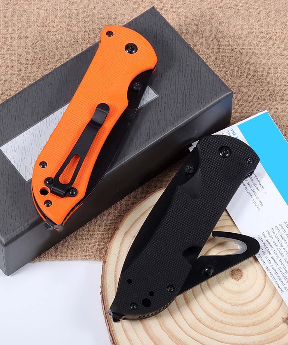 Klappmesser 8" Schwarze Taschenmesser aus edelstahl mit G10, Edc Outdoor Messer Survival Jagdmesser, Neck knife Tanto Tragbare Camping messer, faltmesser Angeln, multi tool schneider, Universalmesser