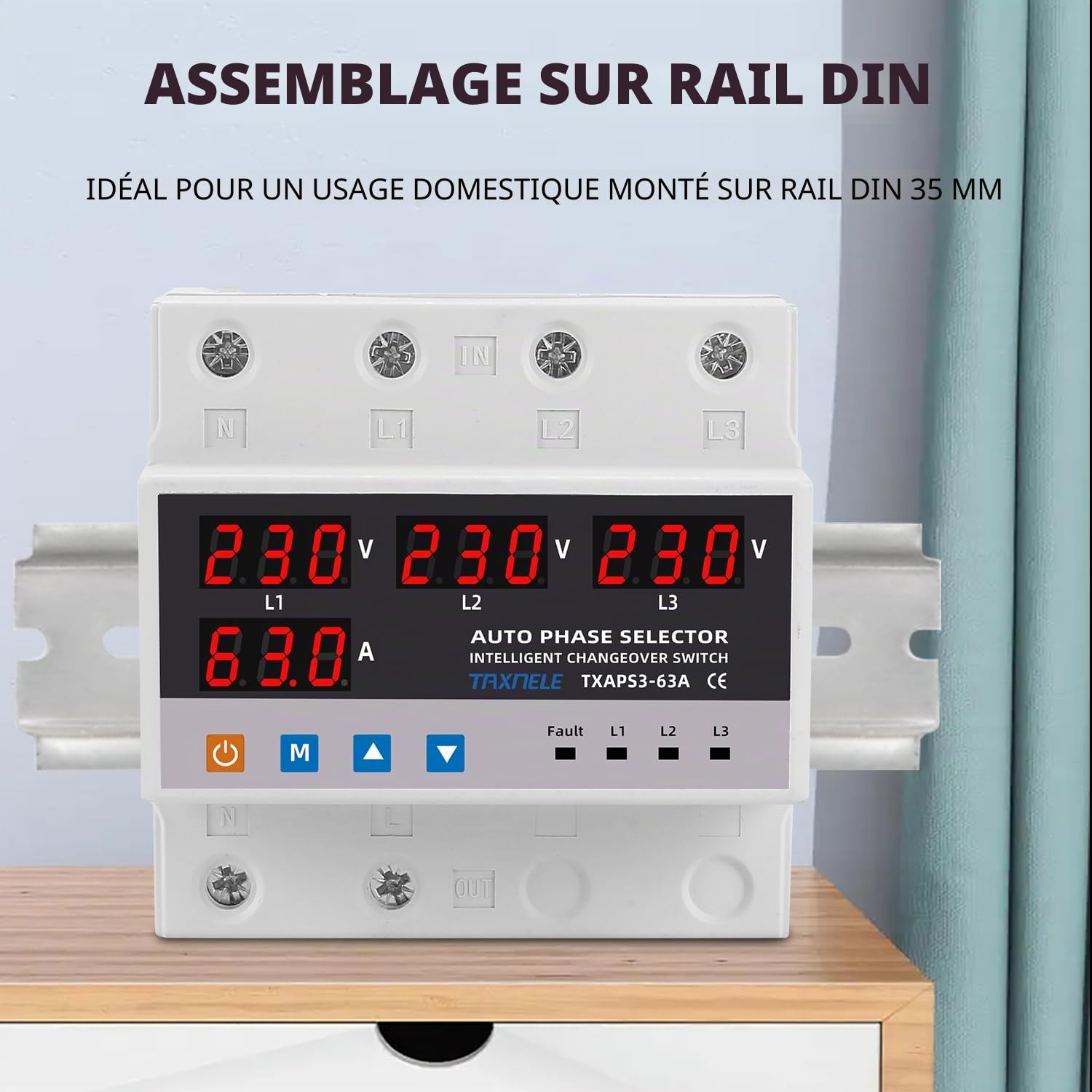 3 protecteur de surtension triphasé ATS commutateur automatique sélecteur de phase alimentation sans interruption 63A 100A 220V 3P limiteur de surintensité (100A)