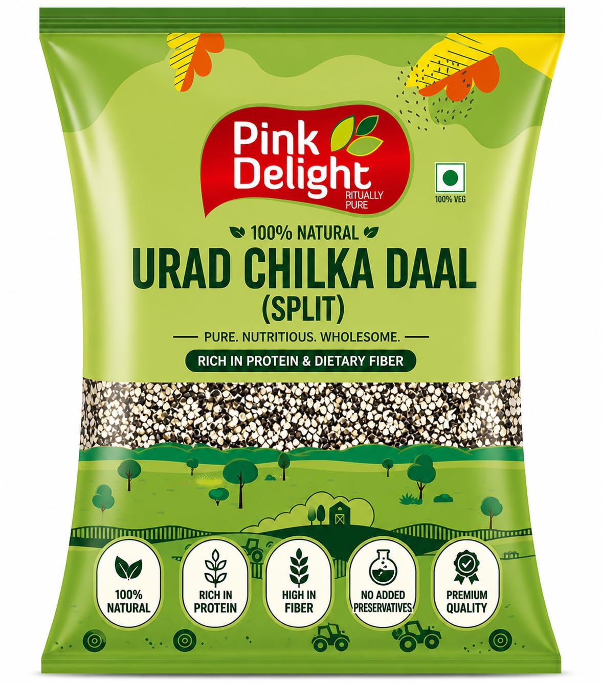 Pink Delight Urad Chilka Dal (Split), 800 gm | Kali Dal Split with Skin | Natural, Unpolished & High Protein | Rich in Fiber | Premium Quality Pulses for Daal, Idli, Dosa-picture-10