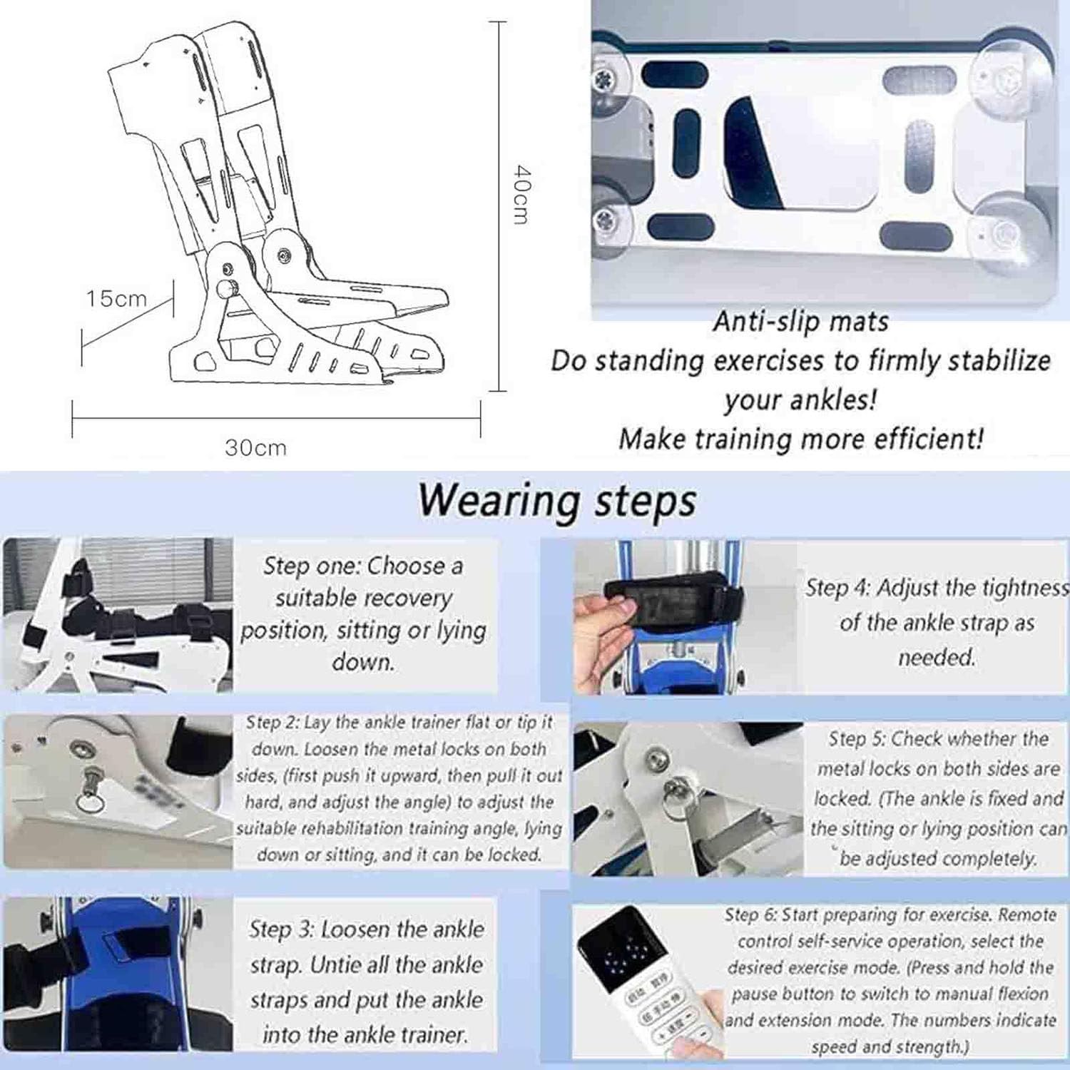 Appareil d'entraînement électrique pour la cheville, appareil de rééducation du pied, exercice à angle complet de 0 à 50 °, pour ligaments raides après et une fracture hémiplégique