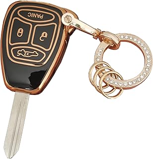 TAPAYICA for Jeep Key Fob Cover with Keychain Fit for Jeep Commander Grand Cherokee Liberty Dodge Avenger Charger Durango Magnum Chrysler 200 300 PT Cruiser (Black, for Jeep C)