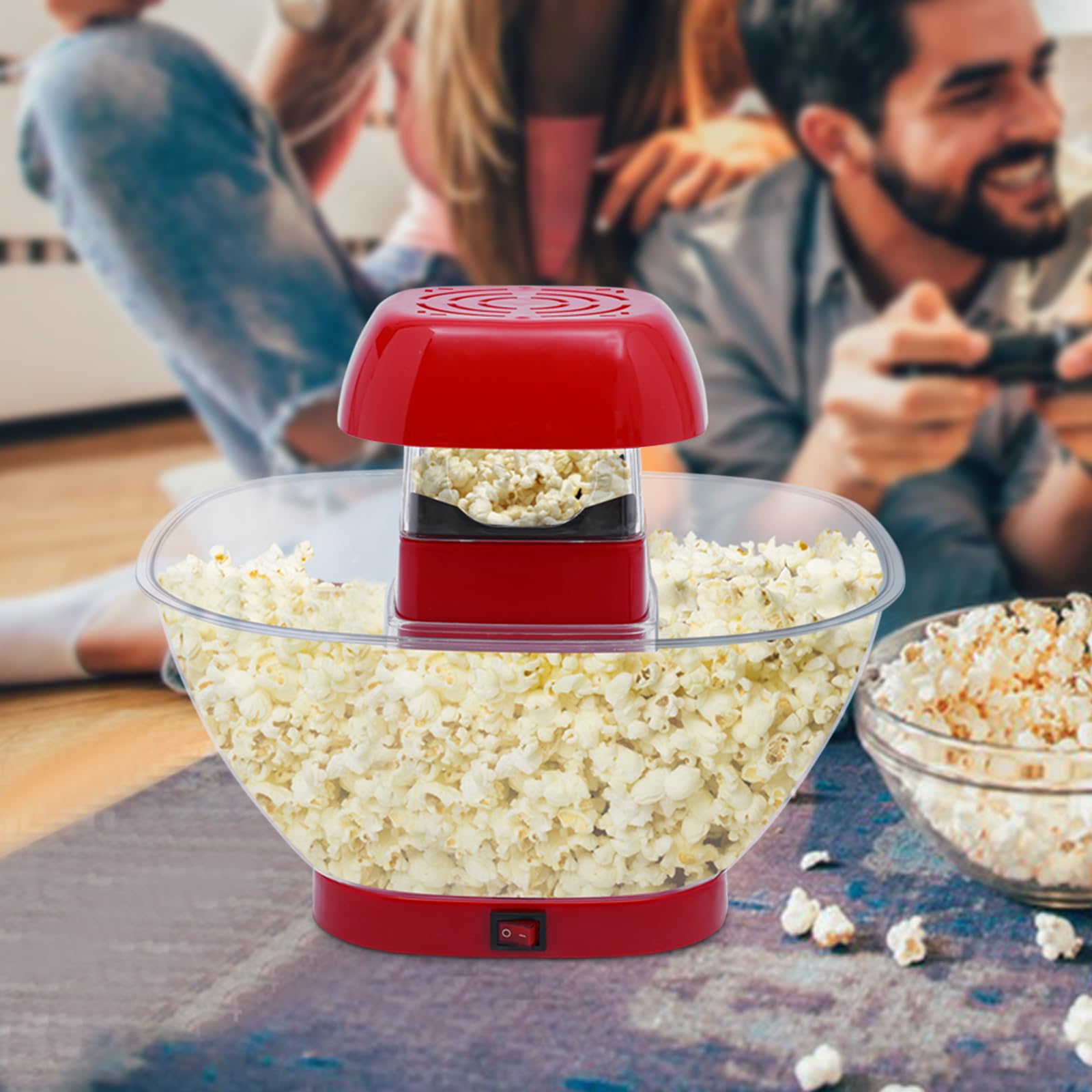 Aparatos de palomitas de maíz con palomitas de maíz, caja resistente, construcción estable, fácil de usar, palomitas estilo cine, termostato integrado, base calefactora, cocina, fiesta de