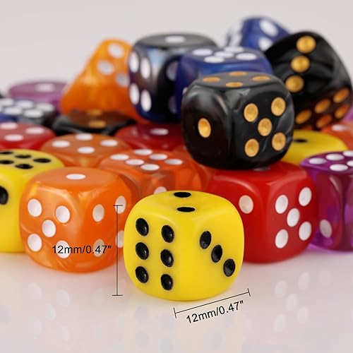 Vista 30 de Juego de 36 dados de 0.472 in de 6 caras de 0.472 pulgadas, juego de dados D6 de colores translúcidos, dados estándar de 6 caras