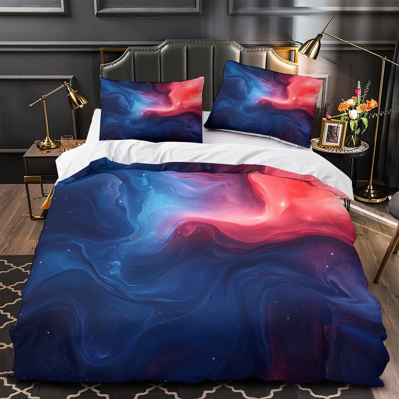 Housse de couette lit king lavable et facile à enfiler avec éclair