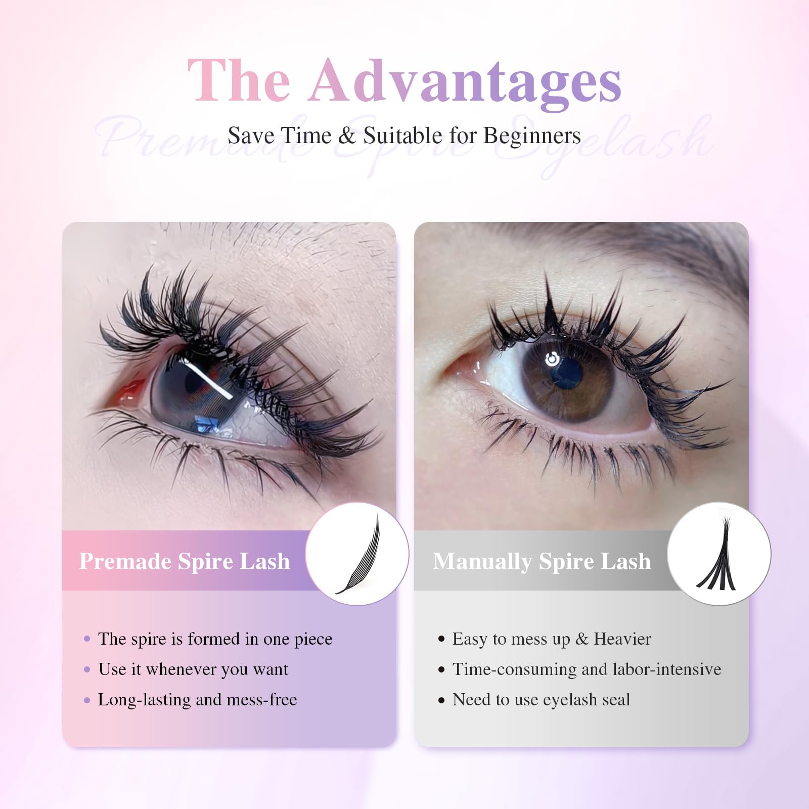 NAGARAKU Spire Shaped Eyelashes Extensions Air Series Premade Volume Lashes 0.07mm D Curl 8mm-15mm Mix Length 240 Clusters Wet Set/Anime/Manga Styles Lashes - Image 4