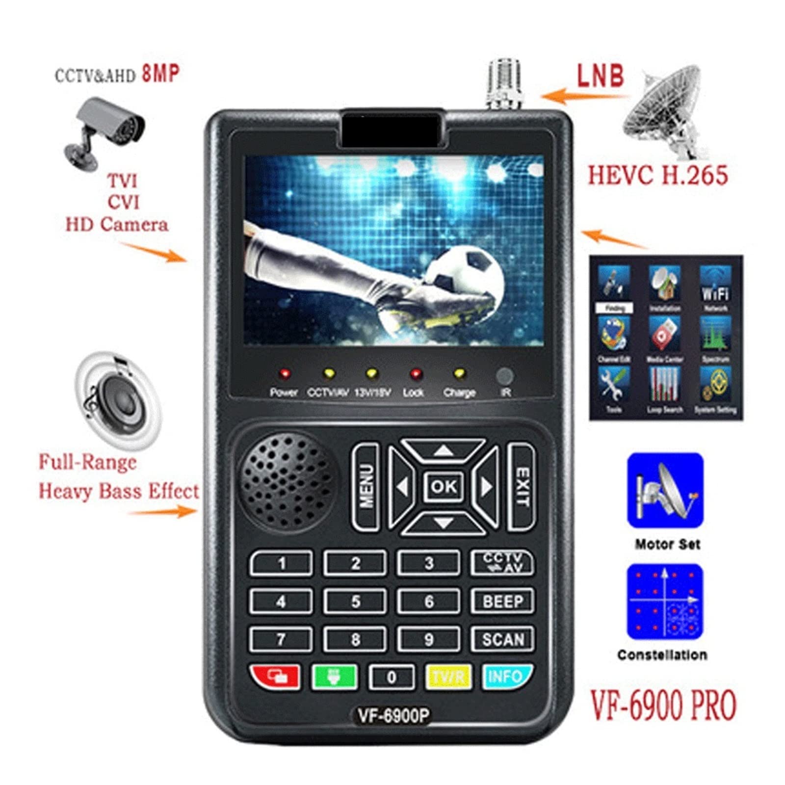 Cercatore di satelliti, Digital Signal Finder Schermo LCD DVB Receptor for QPSK Satellite Meter Messa in servizio dell'antenna di terra(VF-6900 PRO)