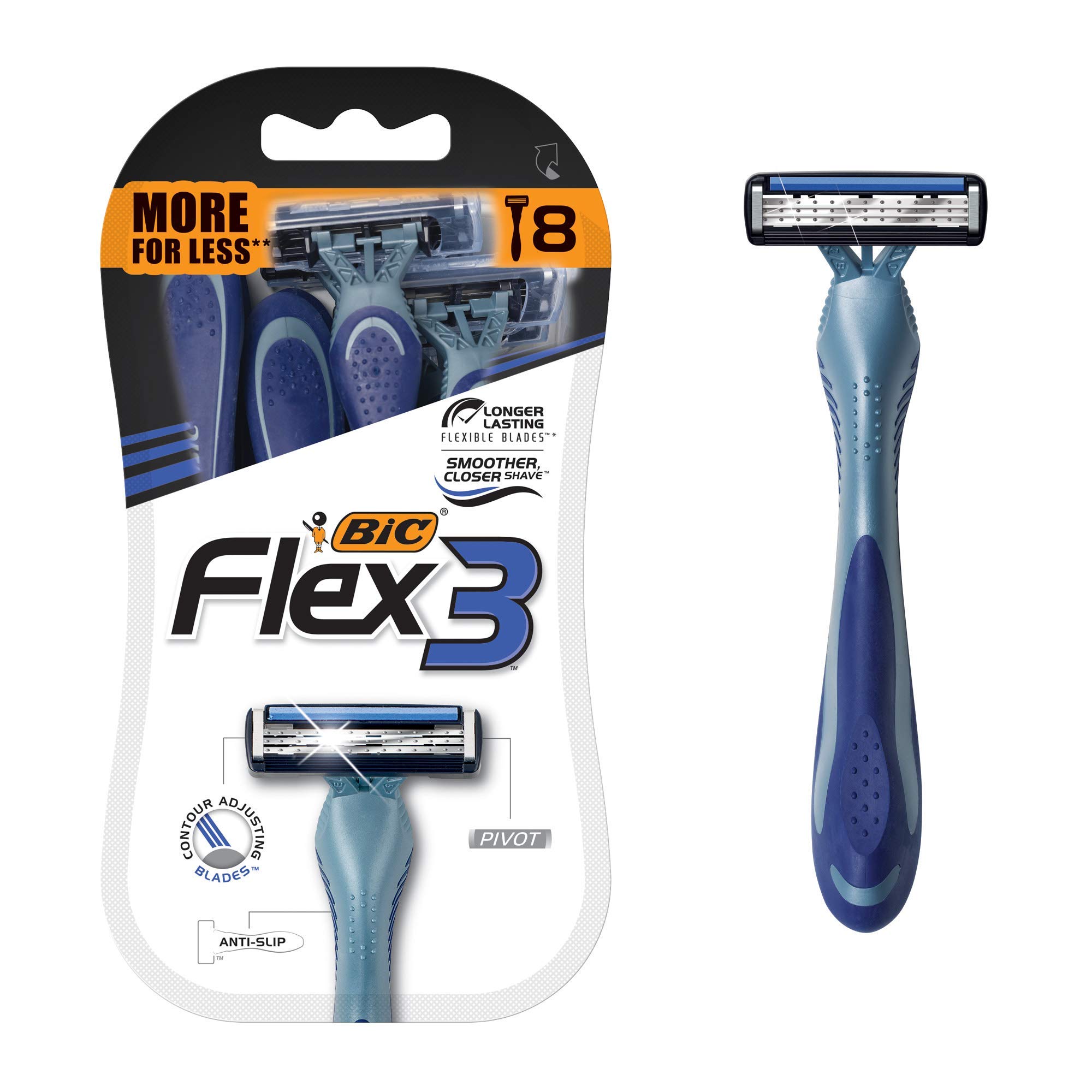 BIC Flex 3 Titanium Men’s Disposable Razors With 3 Blades, Ideal Razor For Fa...