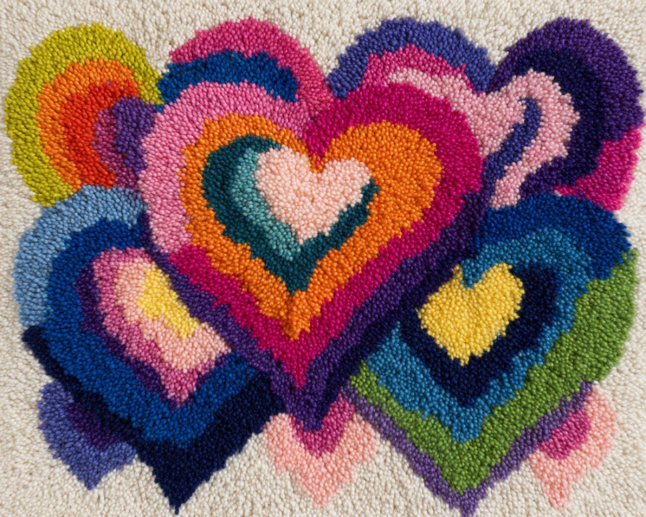 AMBATTERY Latch Hook Tapestry Kit Watercolor Heart 90x120cm