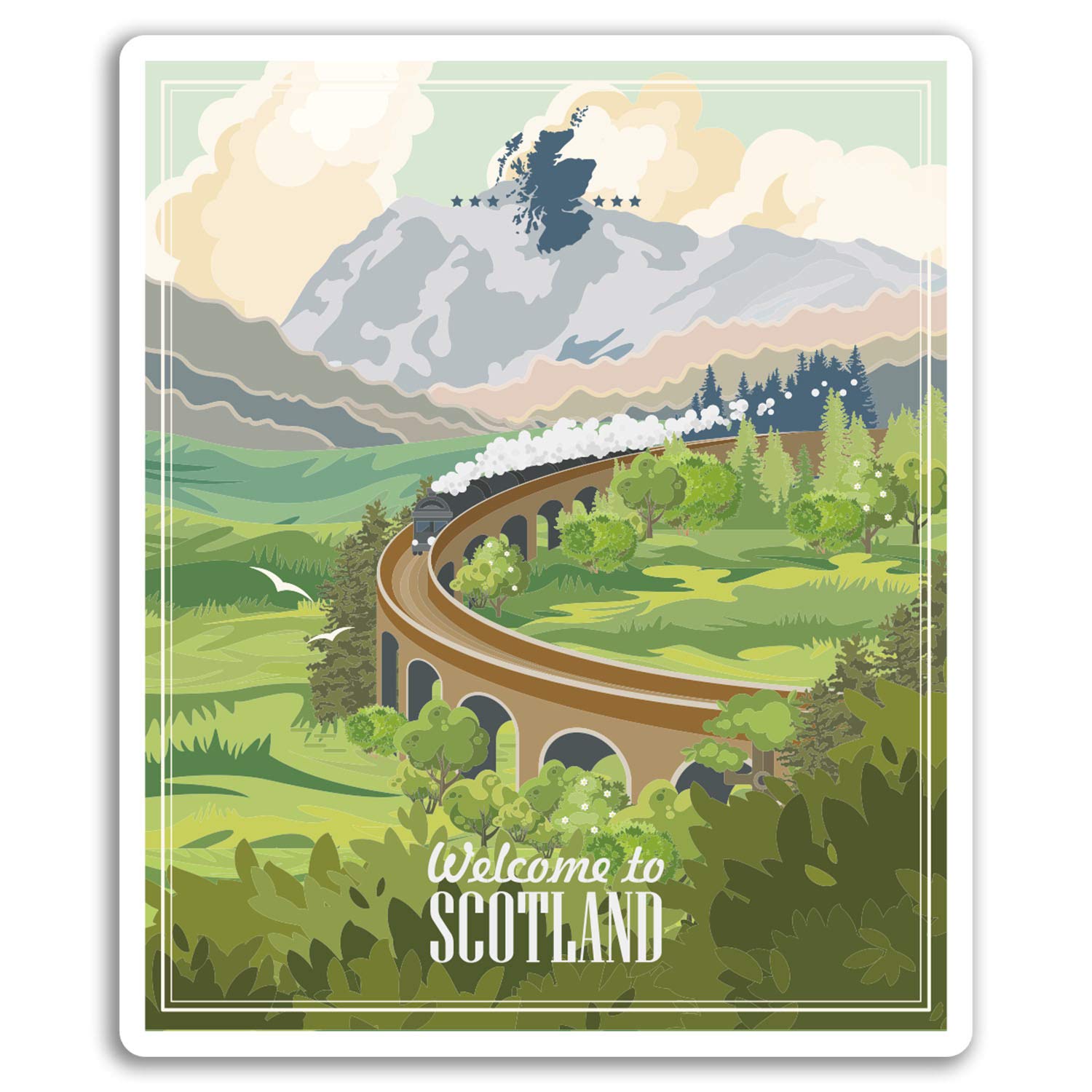 Destination Vinyl Ltd Multi 2 X 10Cm Scotland Vinyl Stickers - Highlands Uk Sticker Laptop Luggage #18532 (10Cm Tall)